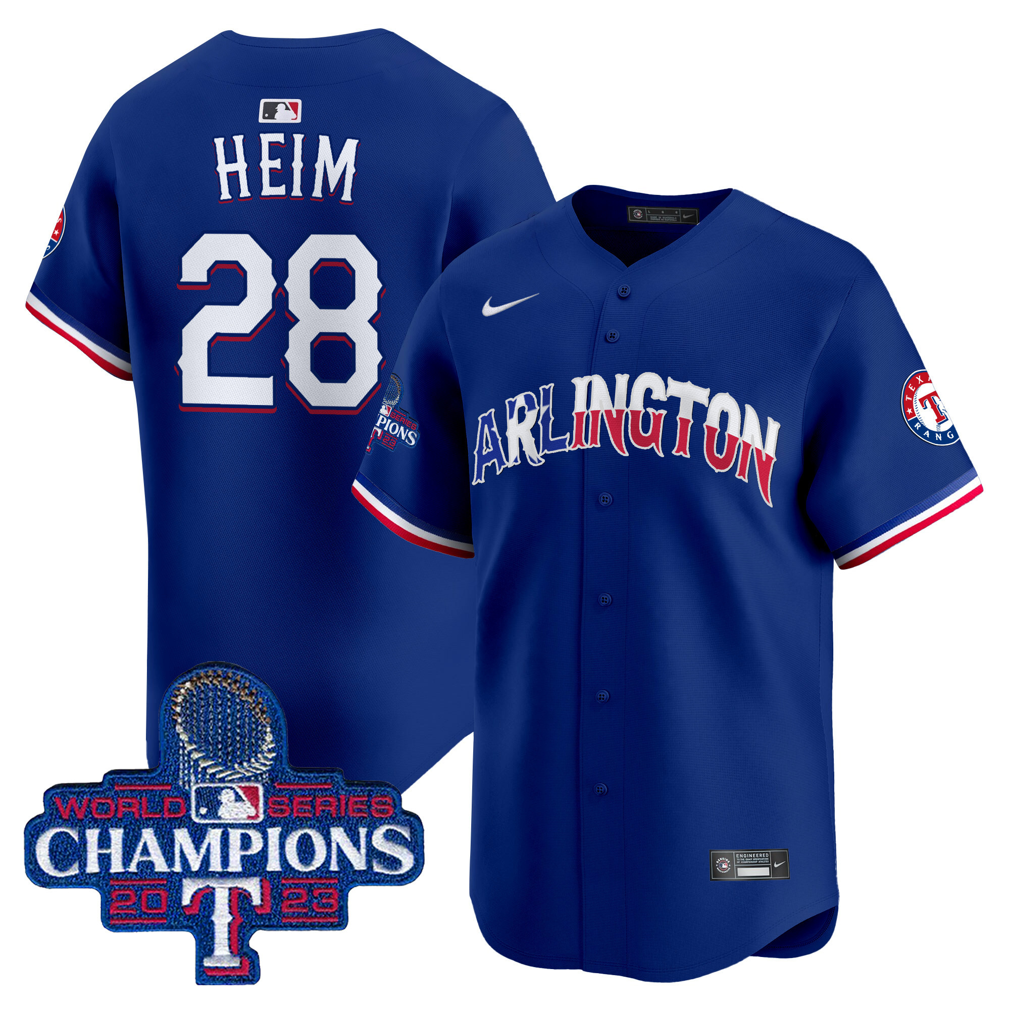 Men's Jonah Heim Texas Rangers Arlington Champions Vapor Premier Limited Royal Jersey - All Stitched