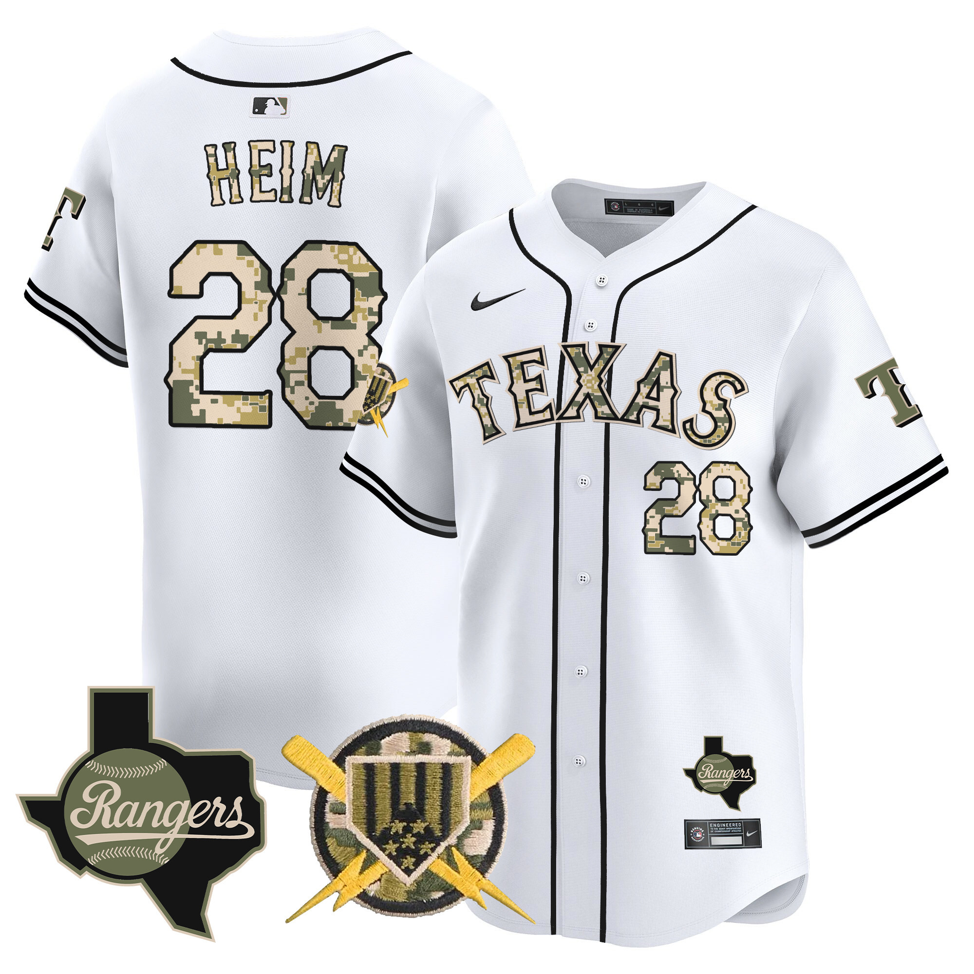 Men's Jonah Heim Texas Rangers Armed Forces Day Vapor Premier Limited White Jersey - All Stitched