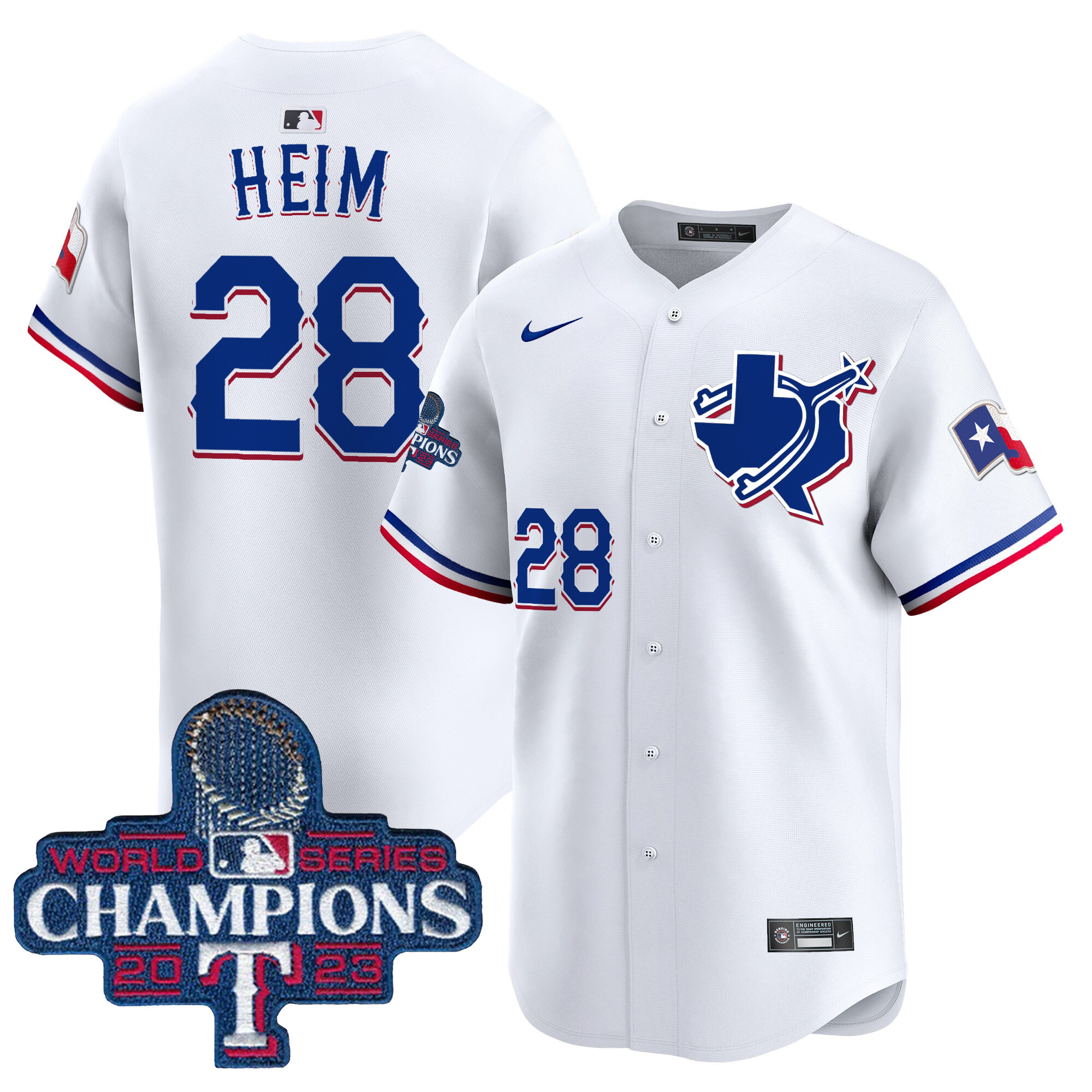 Men's Jonah Heim Texas Rangers World Series Champions Vapor Premier Limited White Jersey V3 - All Stitched