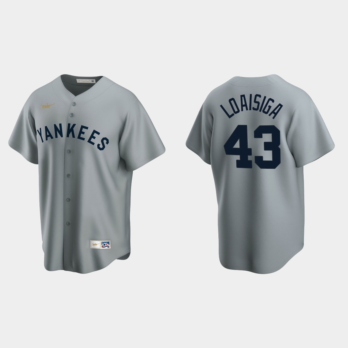 Men's Jonathan Loaisiga #43 New York Yankees Cooperstown Collection Road Jersey - Gray
