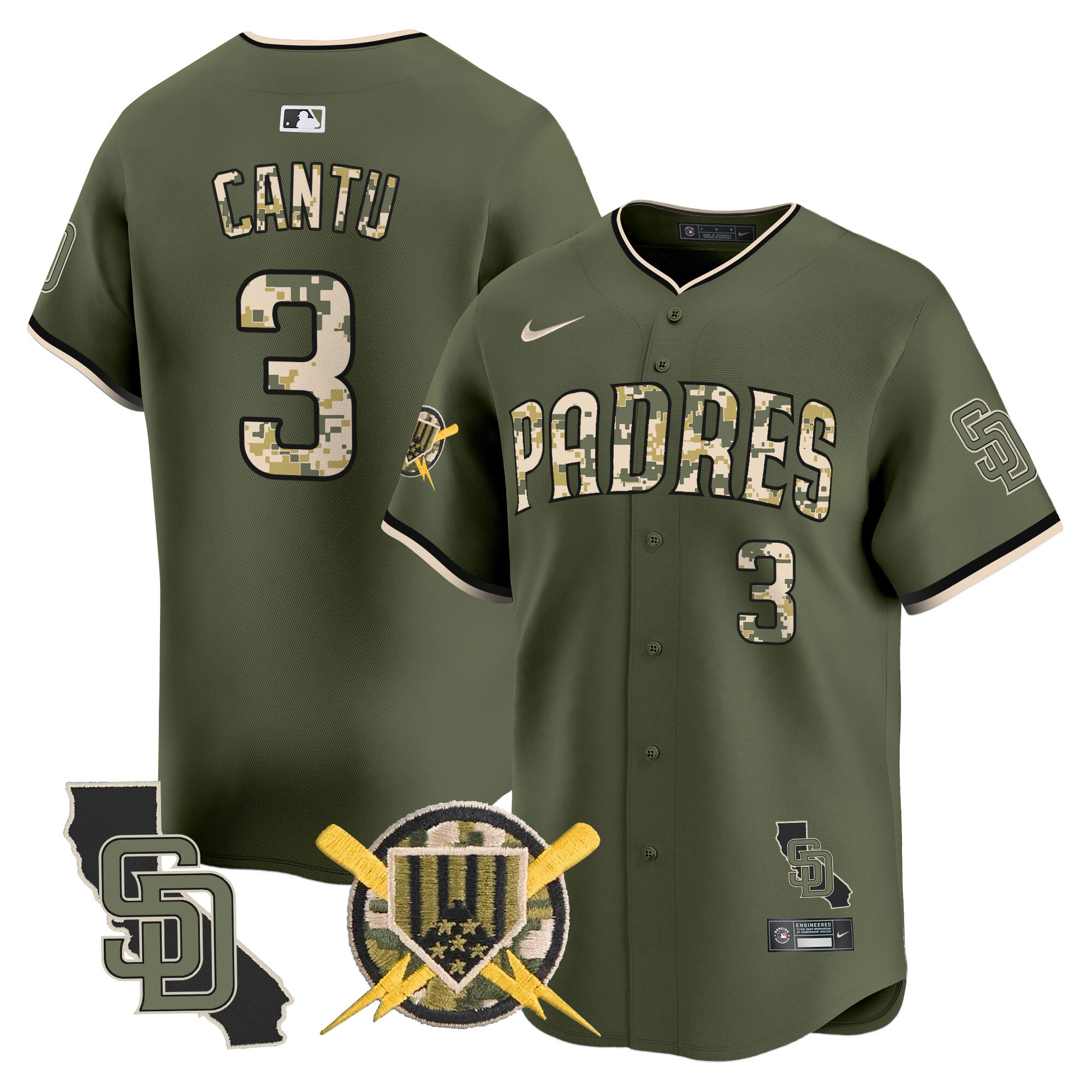 Men's Jorge Cantu San Diego Padres Armed Forces Day Vapor Premier Limited Green Jersey - All Stitched