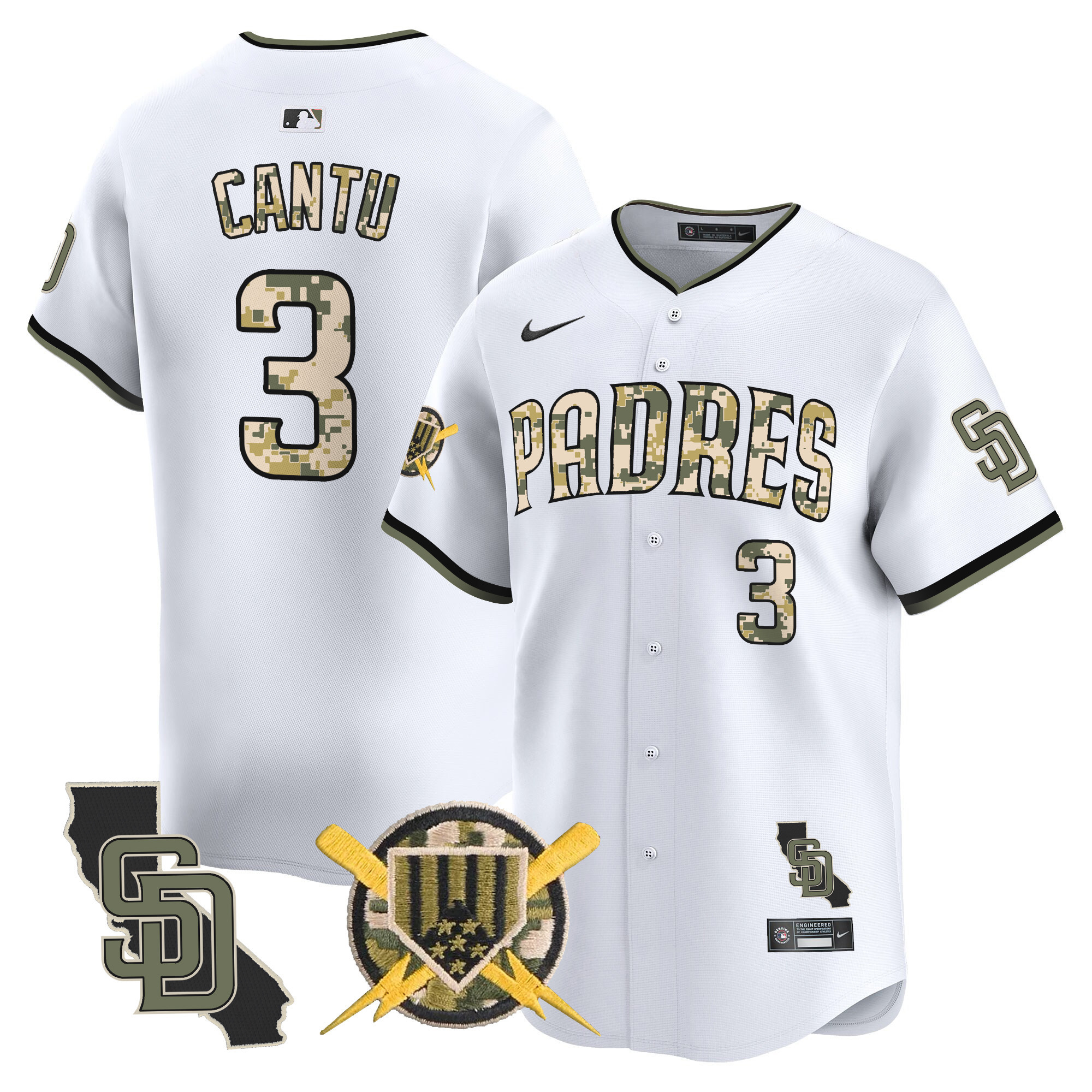 Men's Jorge Cantu San Diego Padres Armed Forces Day Vapor Premier Limited White Jersey - All Stitched