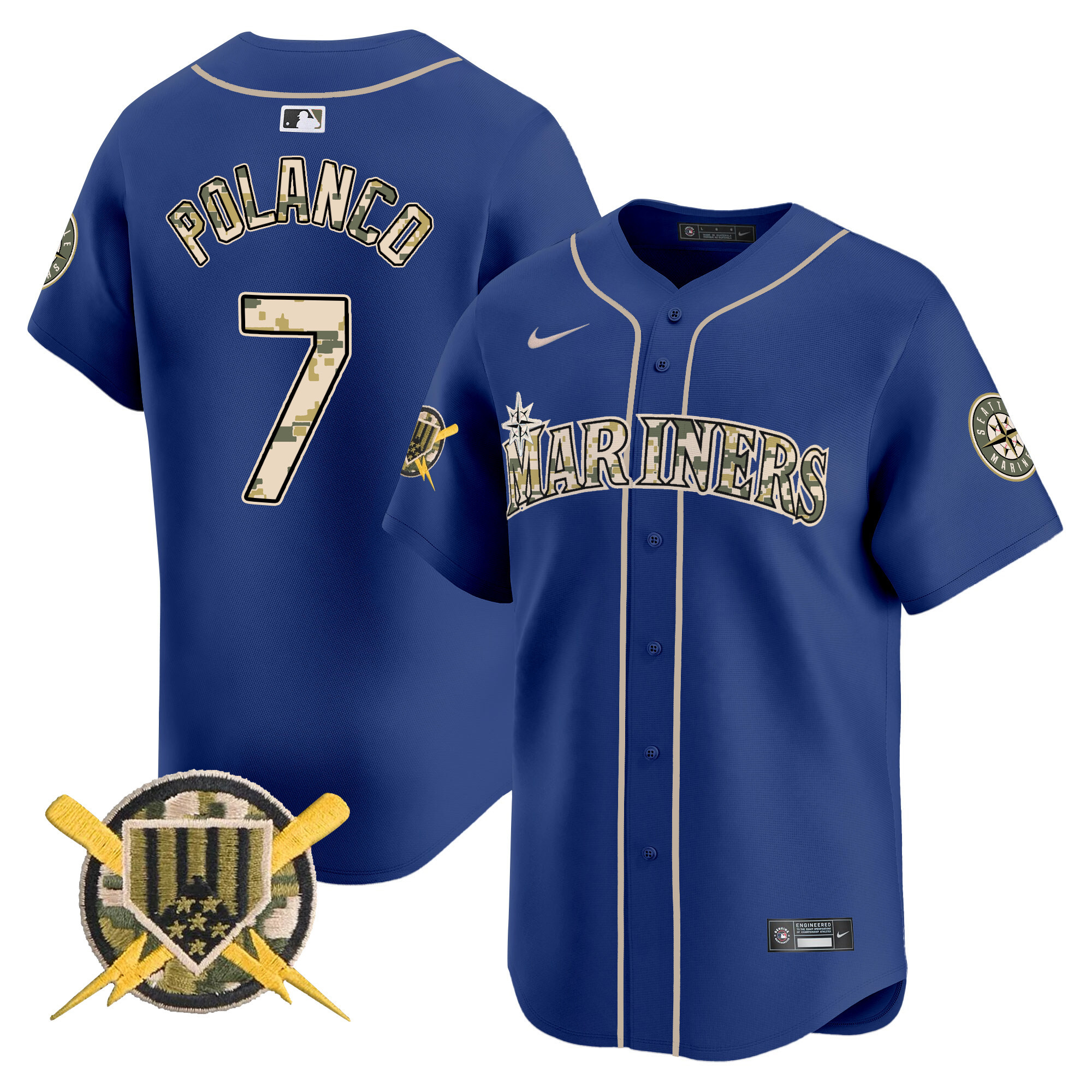 Men's Jorge Polanco Seattle Mariners Armed Forces Day Vapor Premier Limited Royal Jersey - All Stitched