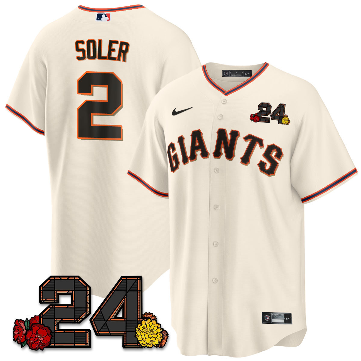 Men's Jorge Soler San Francisco Giants 2024 Willie Mays Patch Vapor Premier Limited Cream Home Jersey V2 - All Stitched