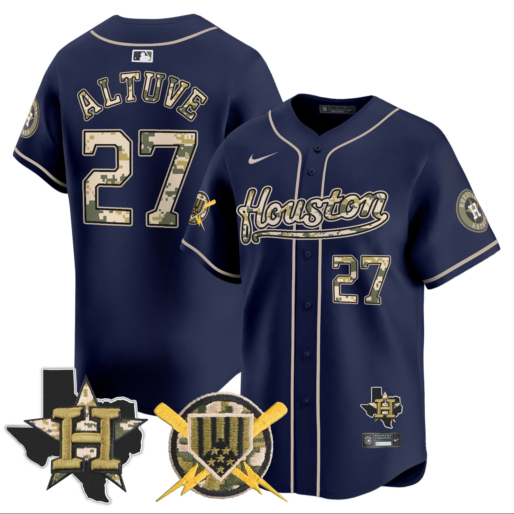Men's JosÈ Altuve Houston Astros Armed Forces Day Vapor Premier Limited Navy Jersey - All Stitched