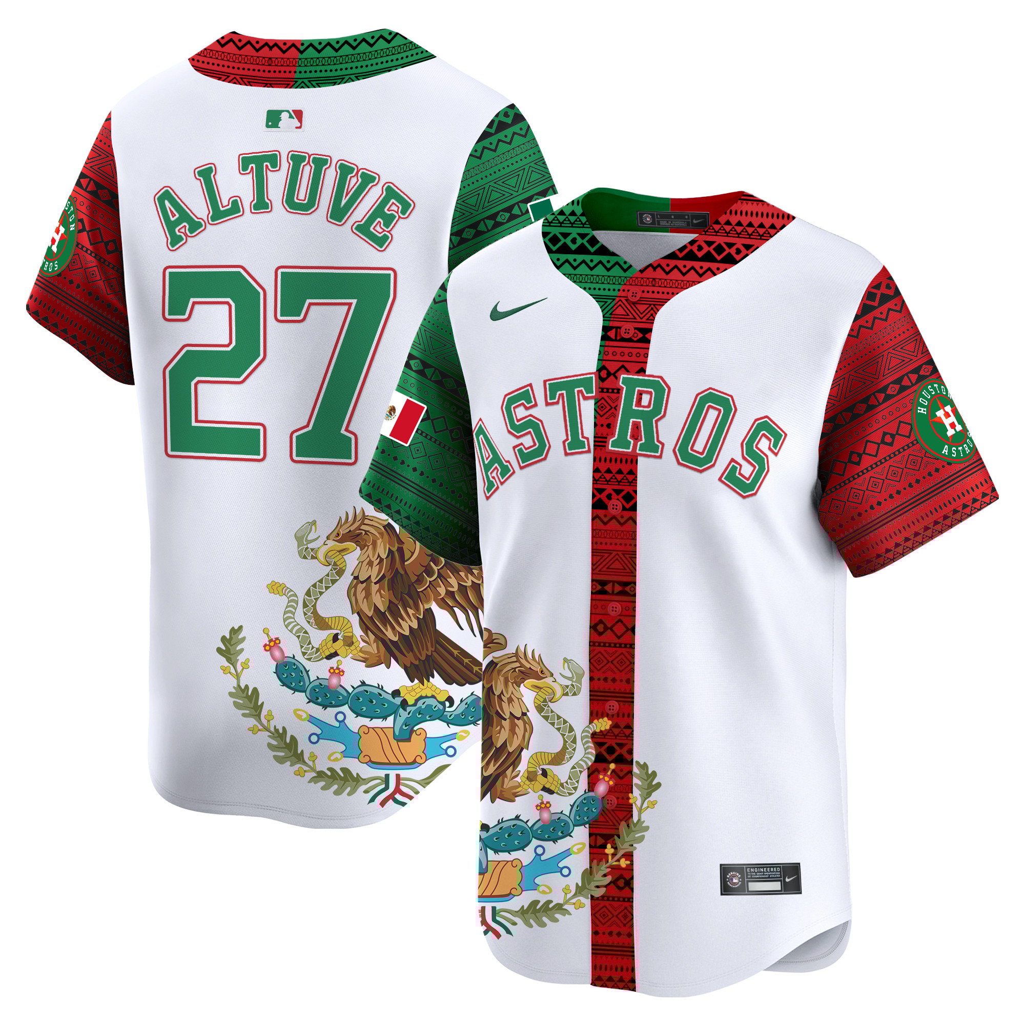 Men's JosÈ Altuve Houston Astros Aztec Mexico Vapor Premier Limited White Jersey V2- Printed
