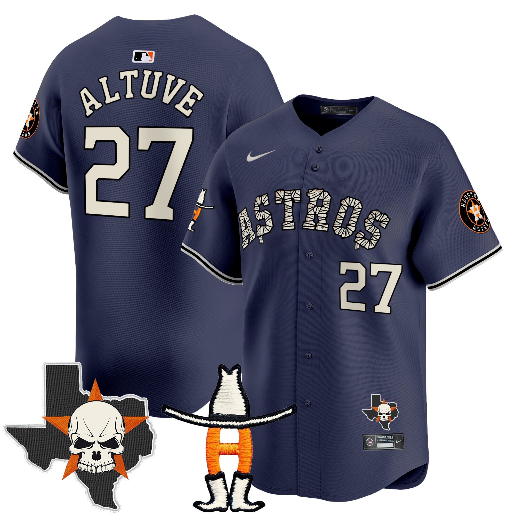 Men's JosÈ Altuve Houston Astros Halloween Vapor Premier Limited Navy Jersey - All Stitched