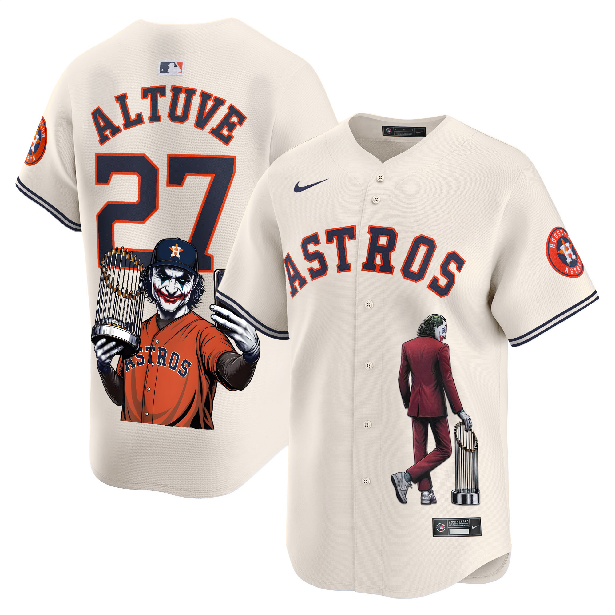 Men's JosÈ Altuve Houston Astros Joker Vapor Premier Limited Cream Jersey - Printed
