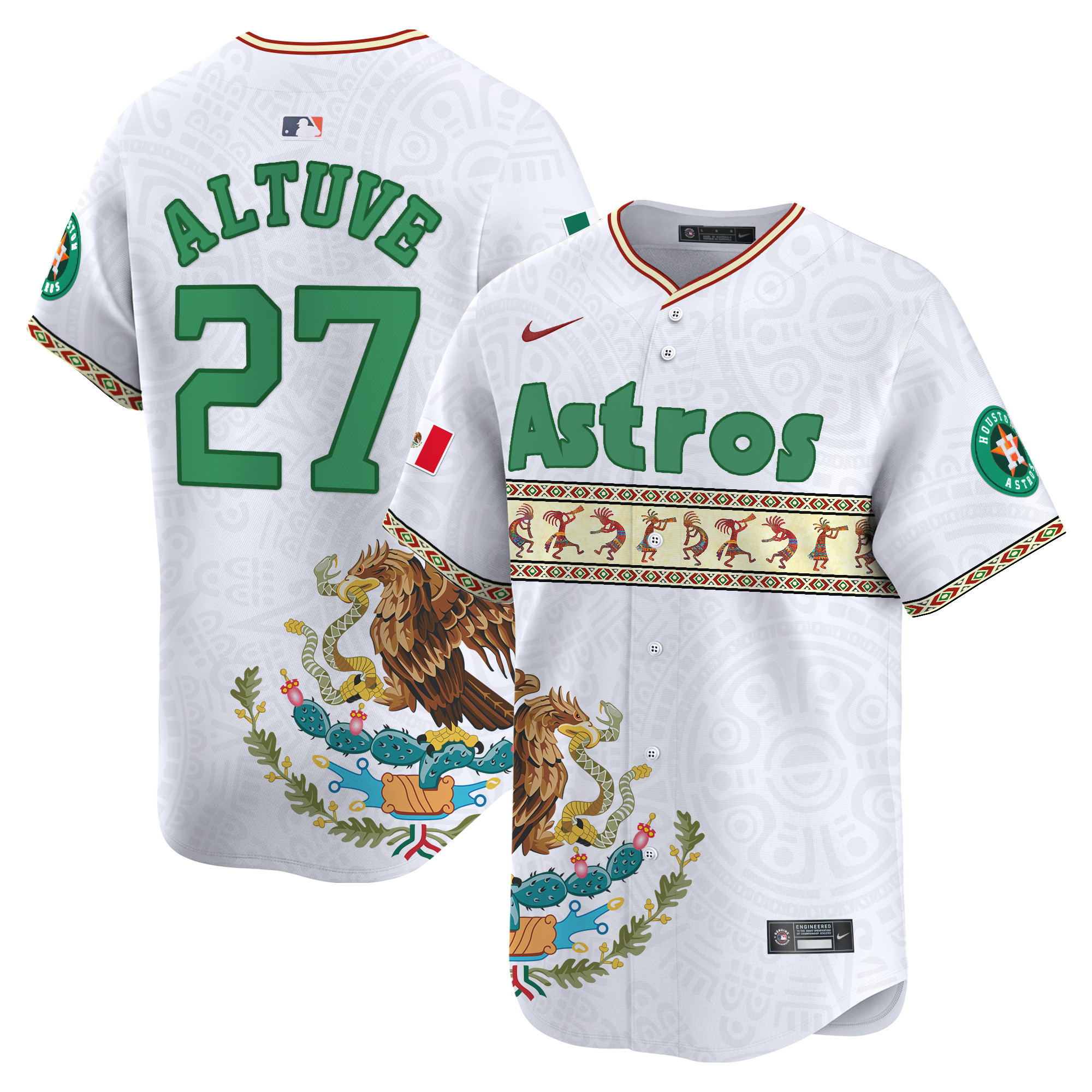 Men's JosÈ Altuve Houston Astros Mexico Aztec Vapor Premier Limited White Jersey V2 - Printed