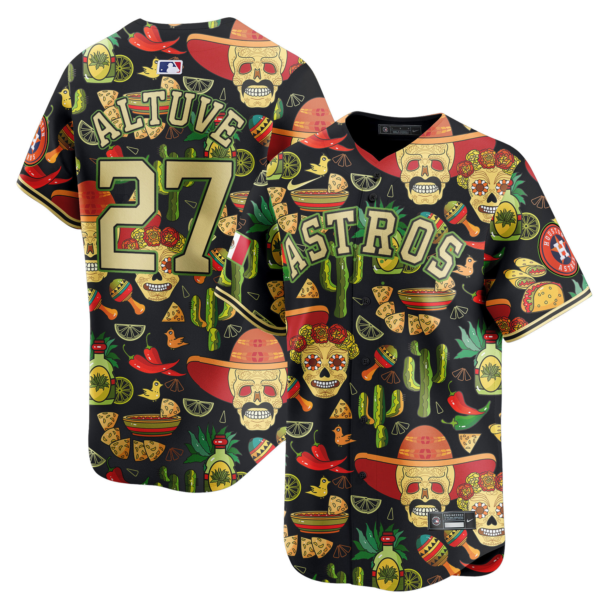 Men's JosÈ Altuve Houston Astros Mexico Cinco De Mayo Vapor Premier Limited Black Jersey - Printed