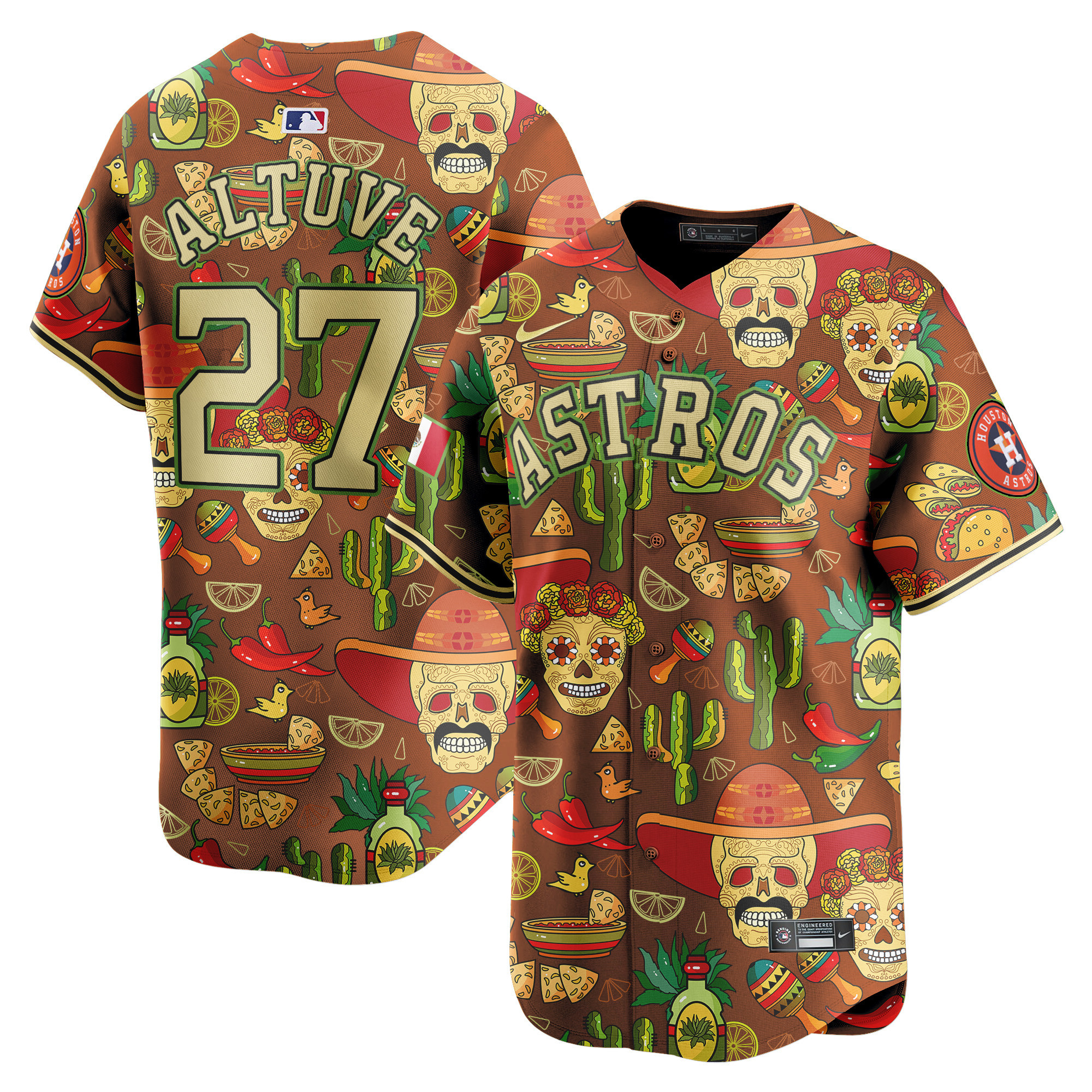 Men's JosÈ Altuve Houston Astros Mexico Cinco De Mayo Vapor Premier Limited Brown Jersey - Printed