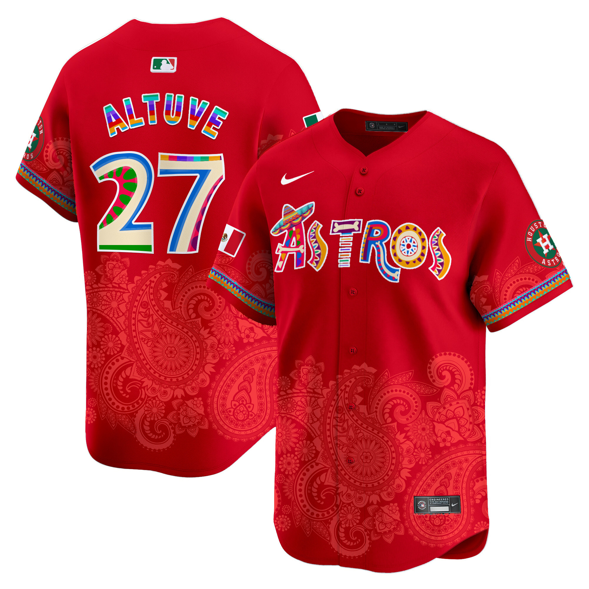 Men's JosÈ Altuve Houston Astros Paisley Mexico Vapor Premier Limited Red Jersey - Printed