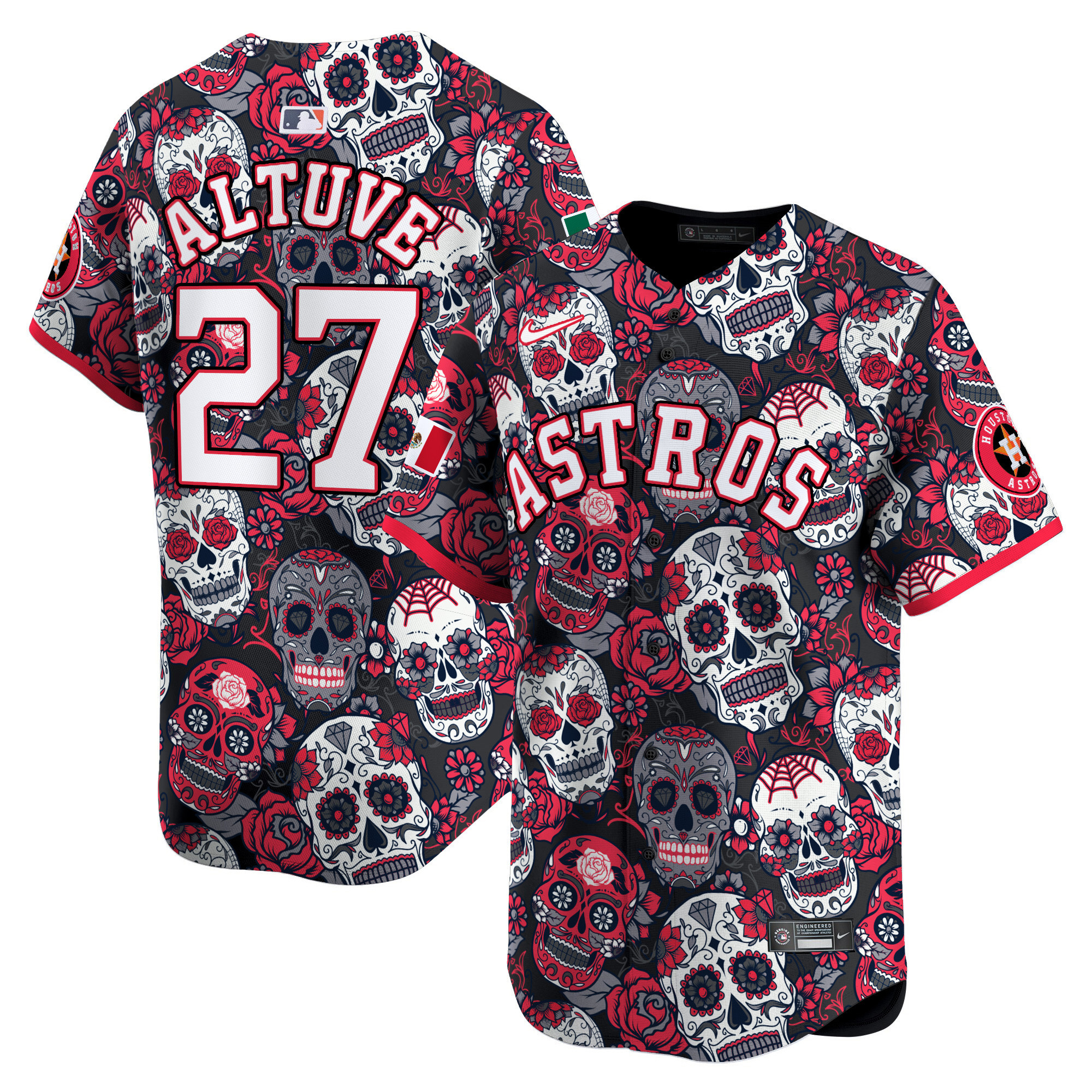 Men's JosÈ Altuve Houston Astros Sugar Skull Mexico Vapor Premier Limited Red Jersey - Printed
