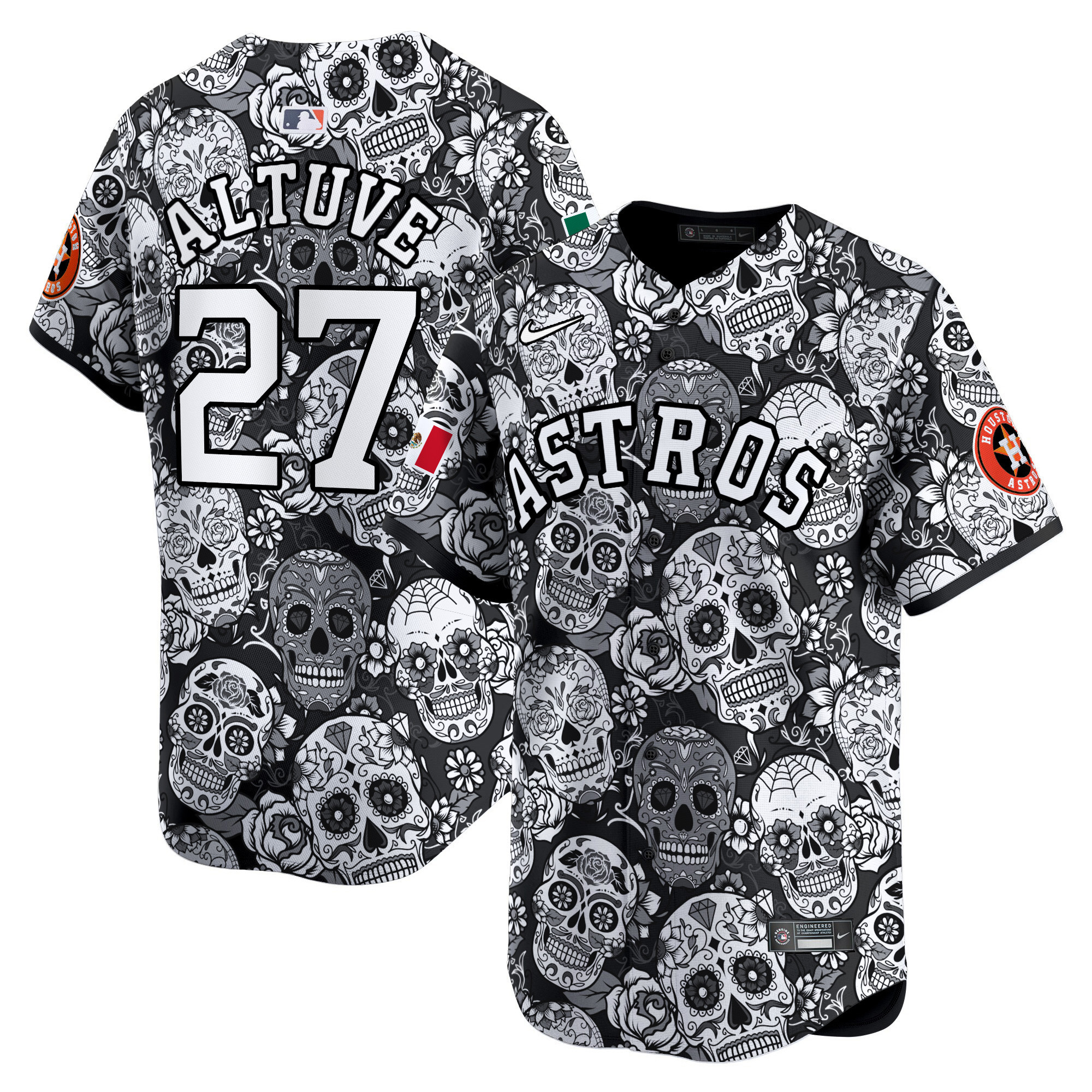 Men's JosÈ Altuve Houston Astros Sugar Skull Mexico Vapor Premier Limited White Jersey - Printed