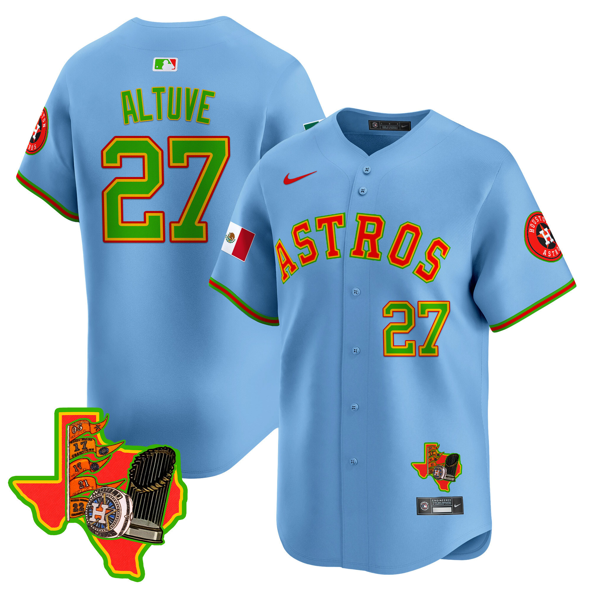 Men's JosÈ Altuve Houston Astros The Loteria Vapor Premier Limited Light Blue Jersey - All Stitched