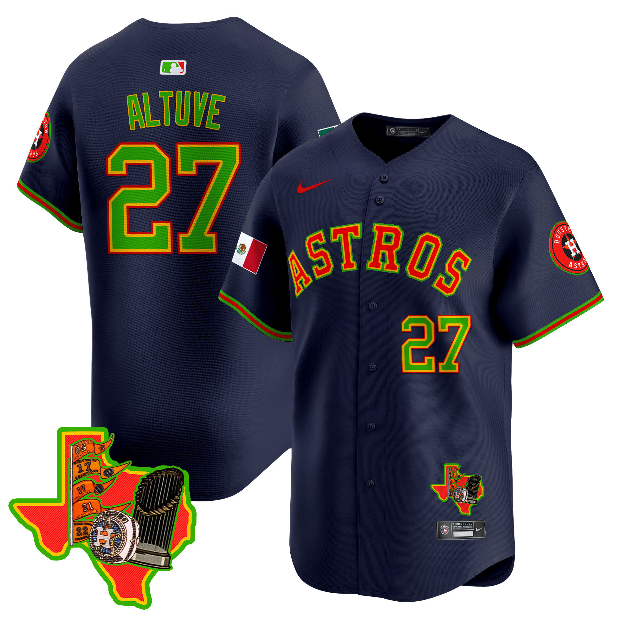 Men's JosÈ Altuve Houston Astros The Loteria Vapor Premier Limited Navy Jersey - All Stitched