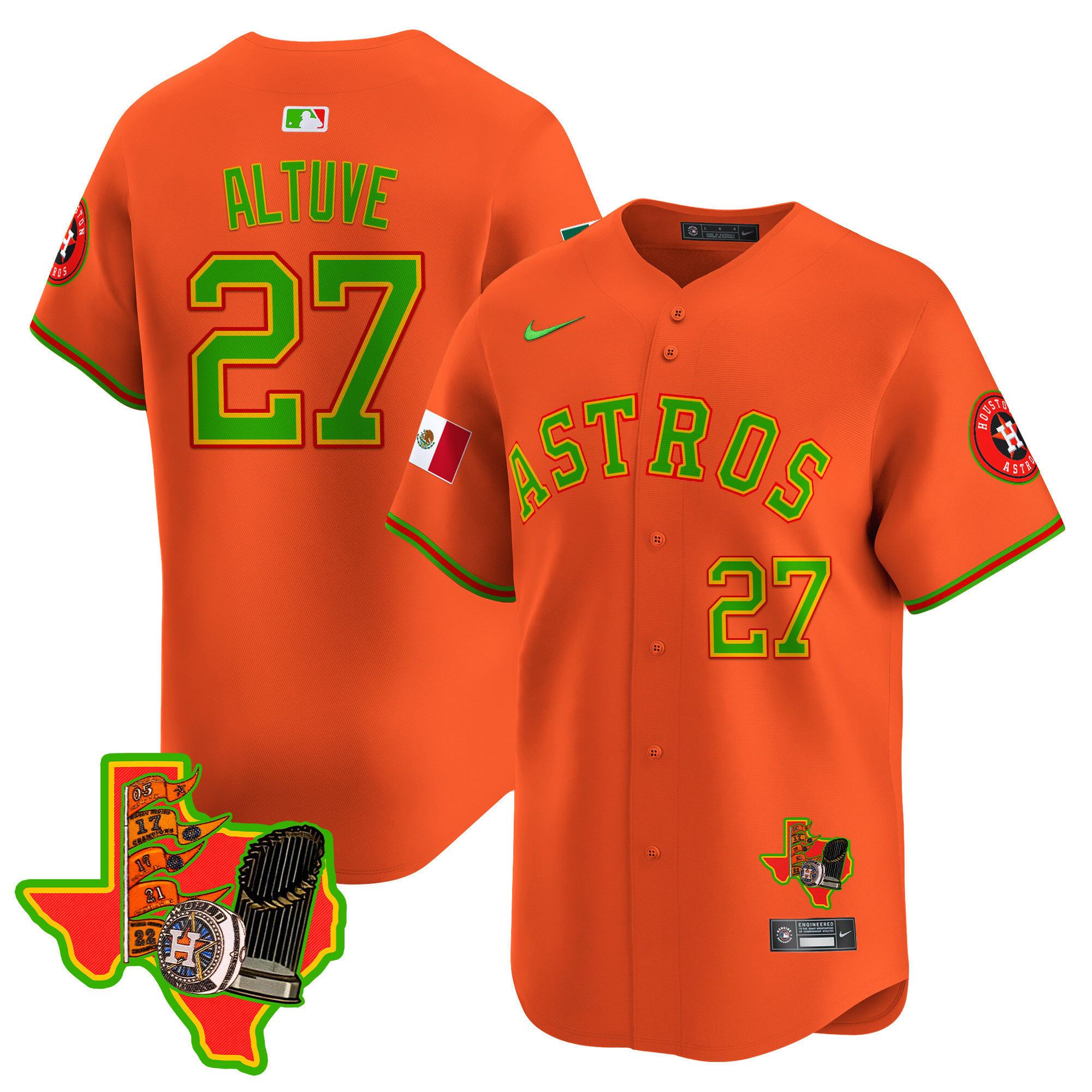 Men's JosÈ Altuve Houston Astros The Loteria Vapor Premier Limited Orange Jersey - All Stitched