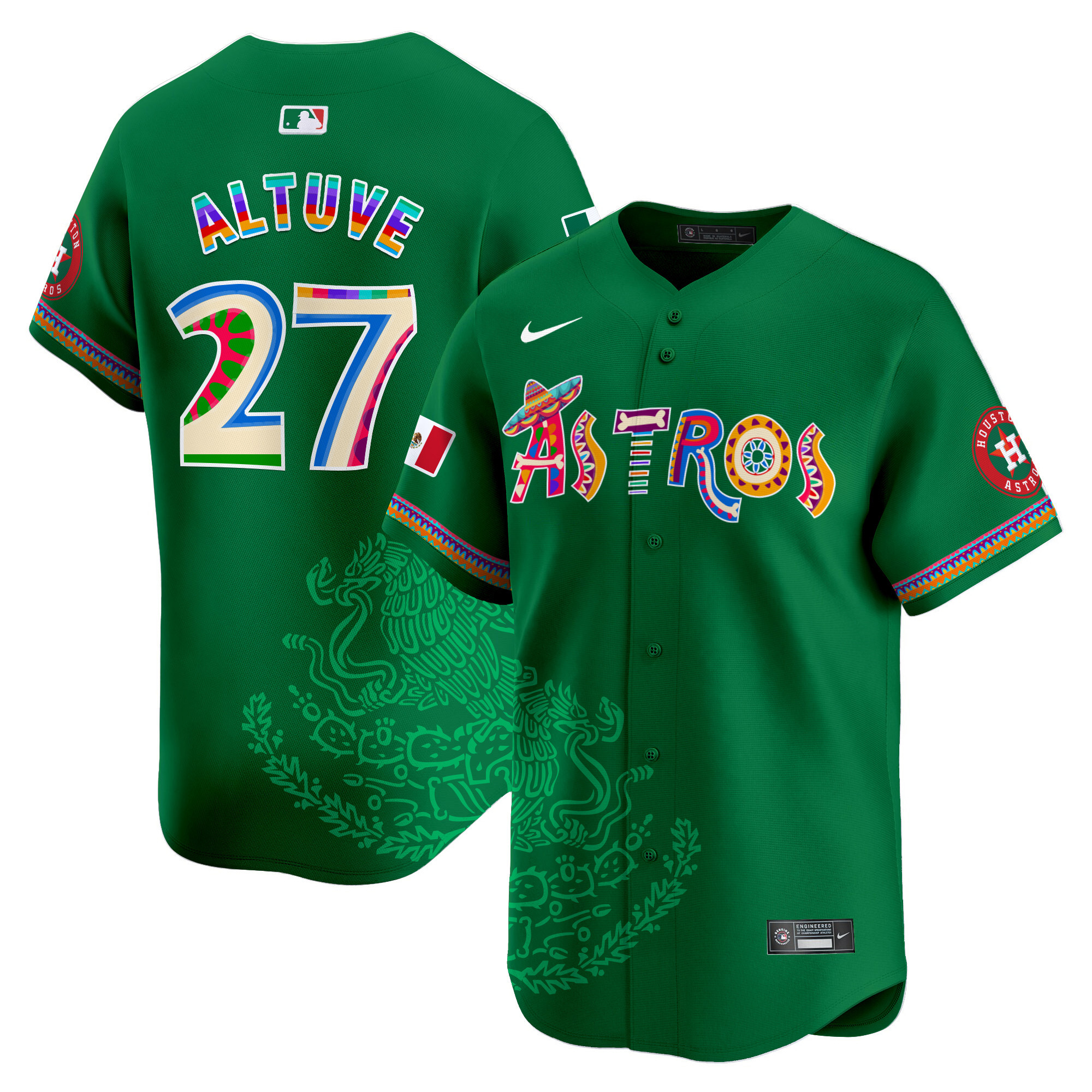 Men's JosÈ Altuve Houston Astros Viva Mexico Heritage Vapor Premier Limited Green Jersey - Printed