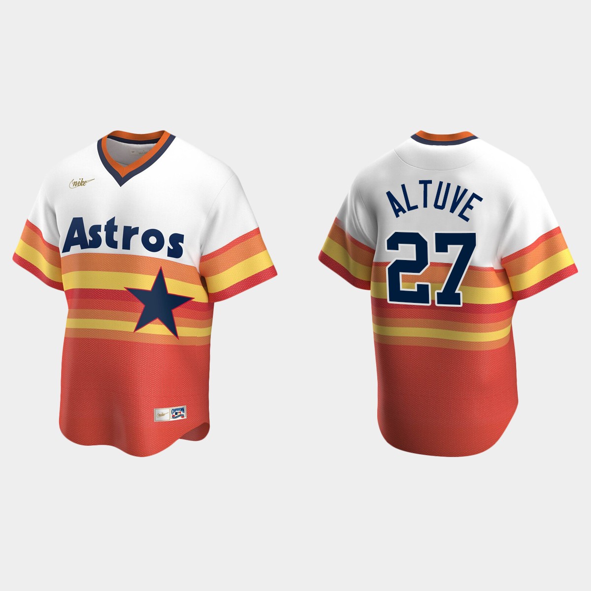 Men's Jose Altuve #27 Houston Astros Home Cooperstown Collection Jersey - White Orange