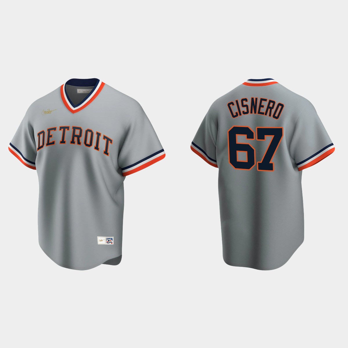 Men's Jose Cisnero #67 Detroit Tigers Cooperstown Collection Road Jersey - Gray