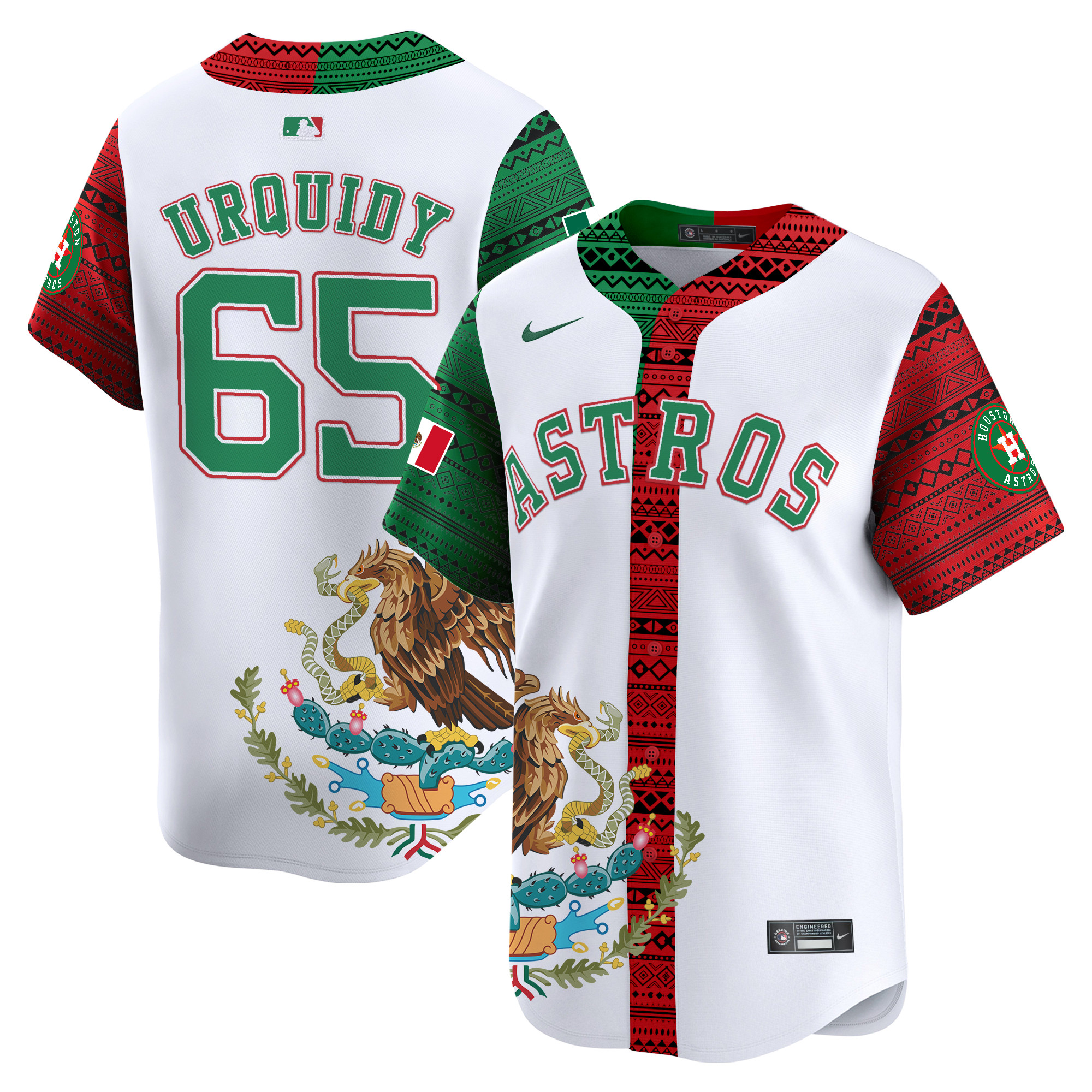 Men's Jose Urquidy Houston Astros Aztec Mexico Vapor Premier Limited White Jersey V2- Printed