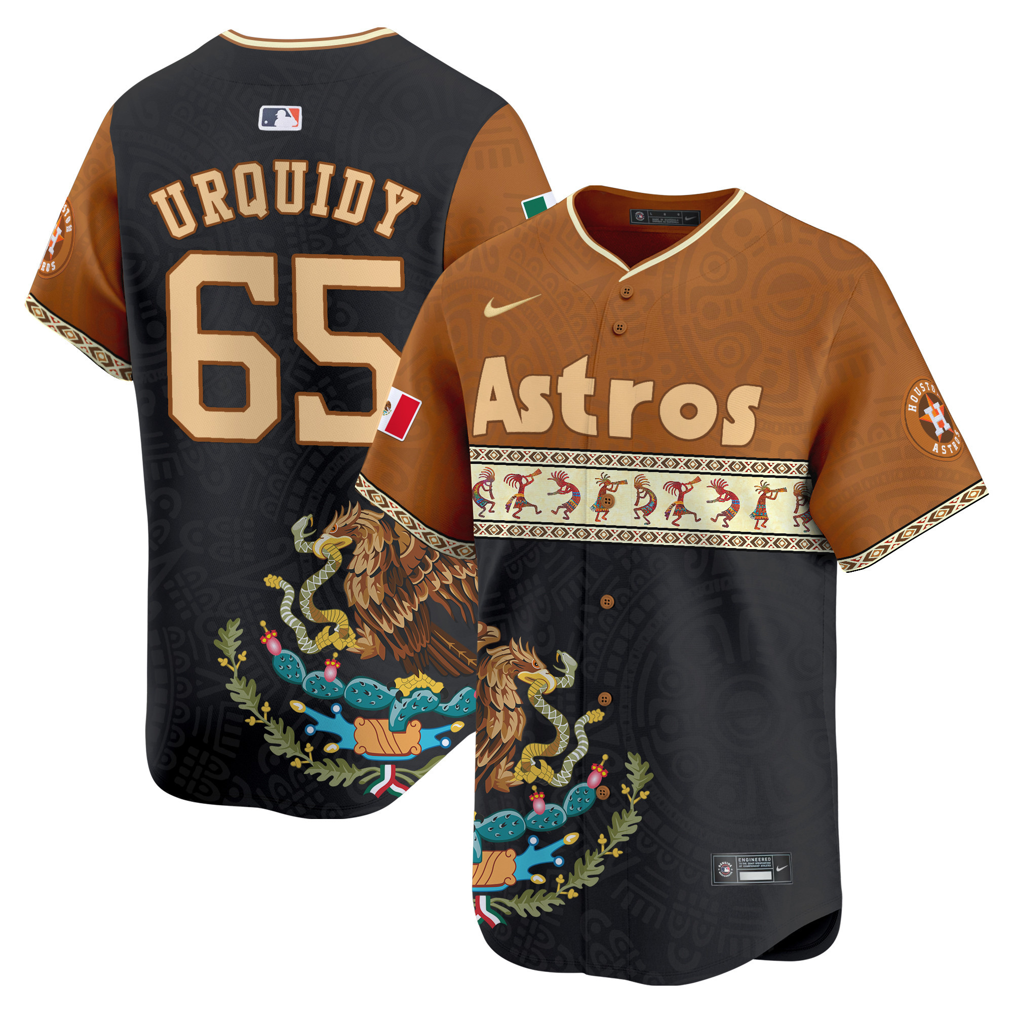 Men's Jose Urquidy Houston Astros Mexico Aztec Vapor Premier Limited Brown Jersey - Printed