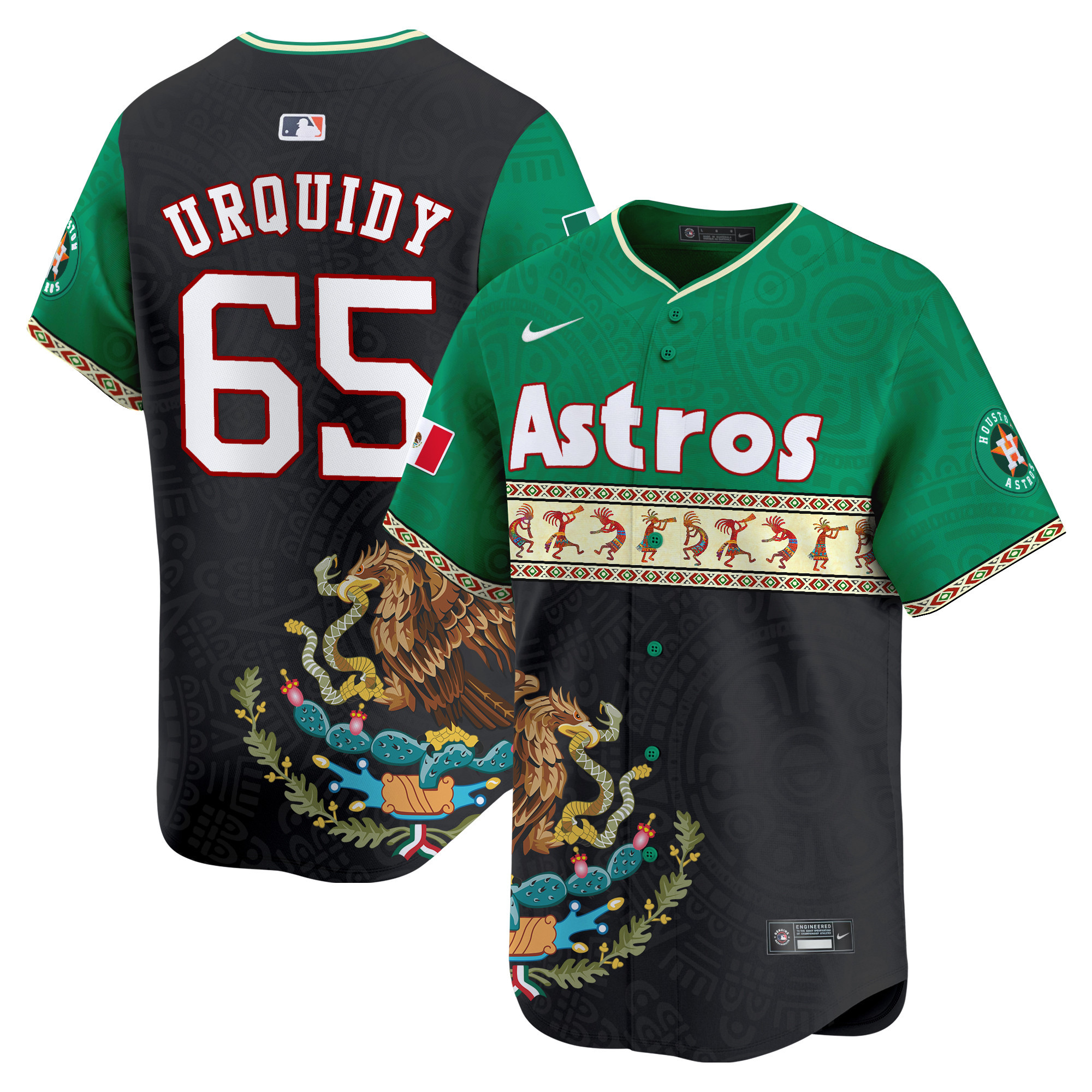 Men's Jose Urquidy Houston Astros Mexico Aztec Vapor Premier Limited Green Jersey - Printed