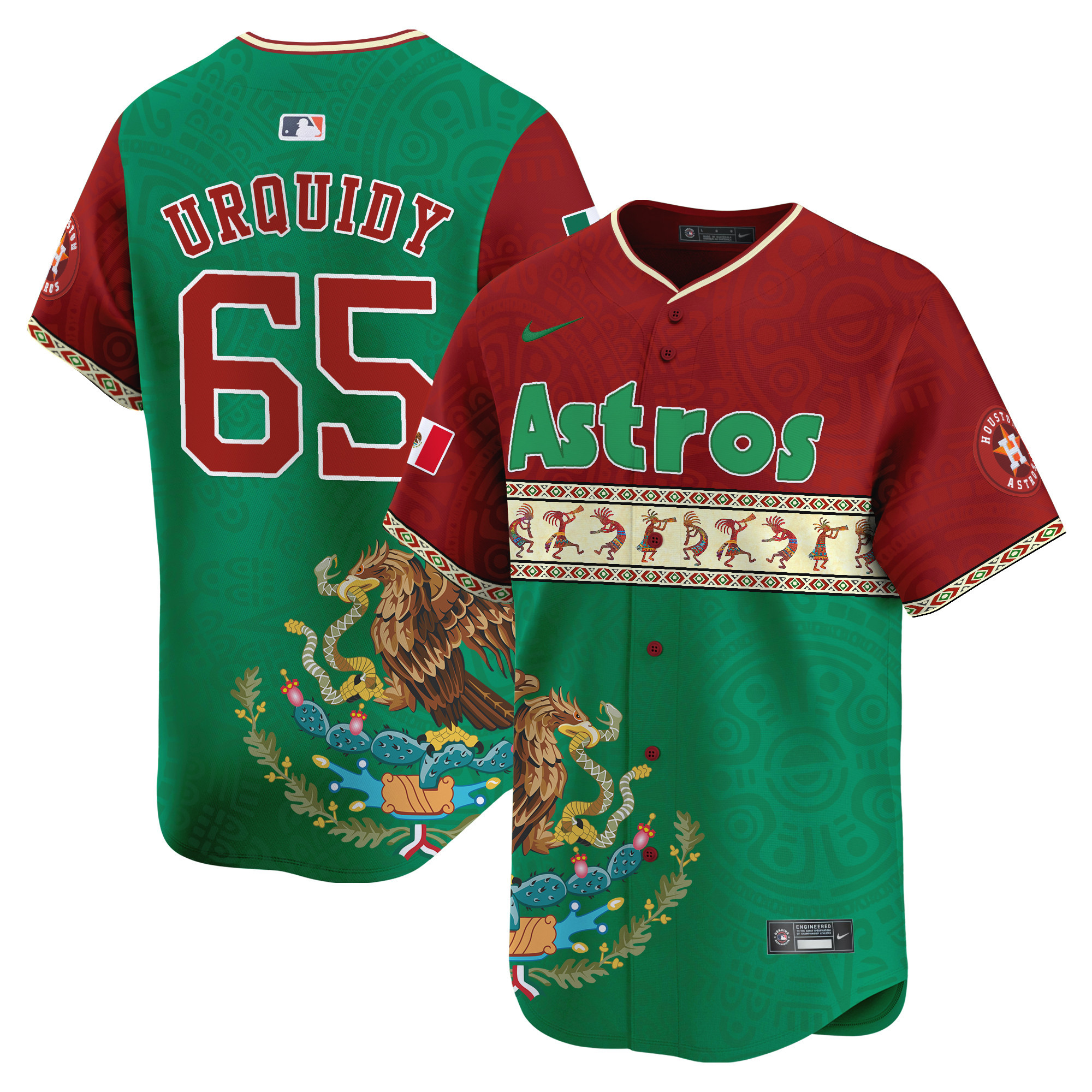 Men's Jose Urquidy Houston Astros Mexico Aztec Vapor Premier Limited Split Jersey - Printed