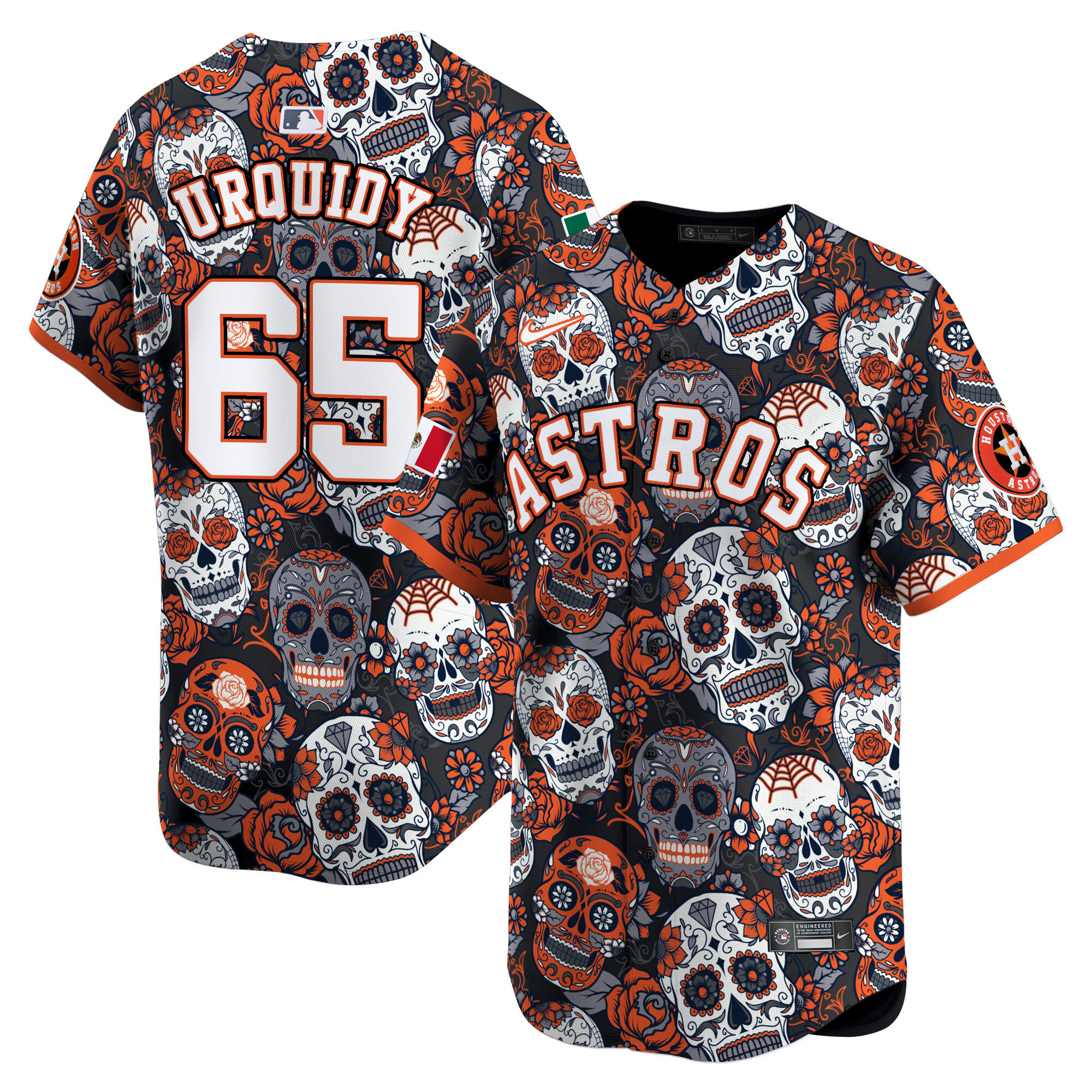 Men's Jose Urquidy Houston Astros Sugar Skull Mexico Vapor Premier Limited Orange Jersey - Printed