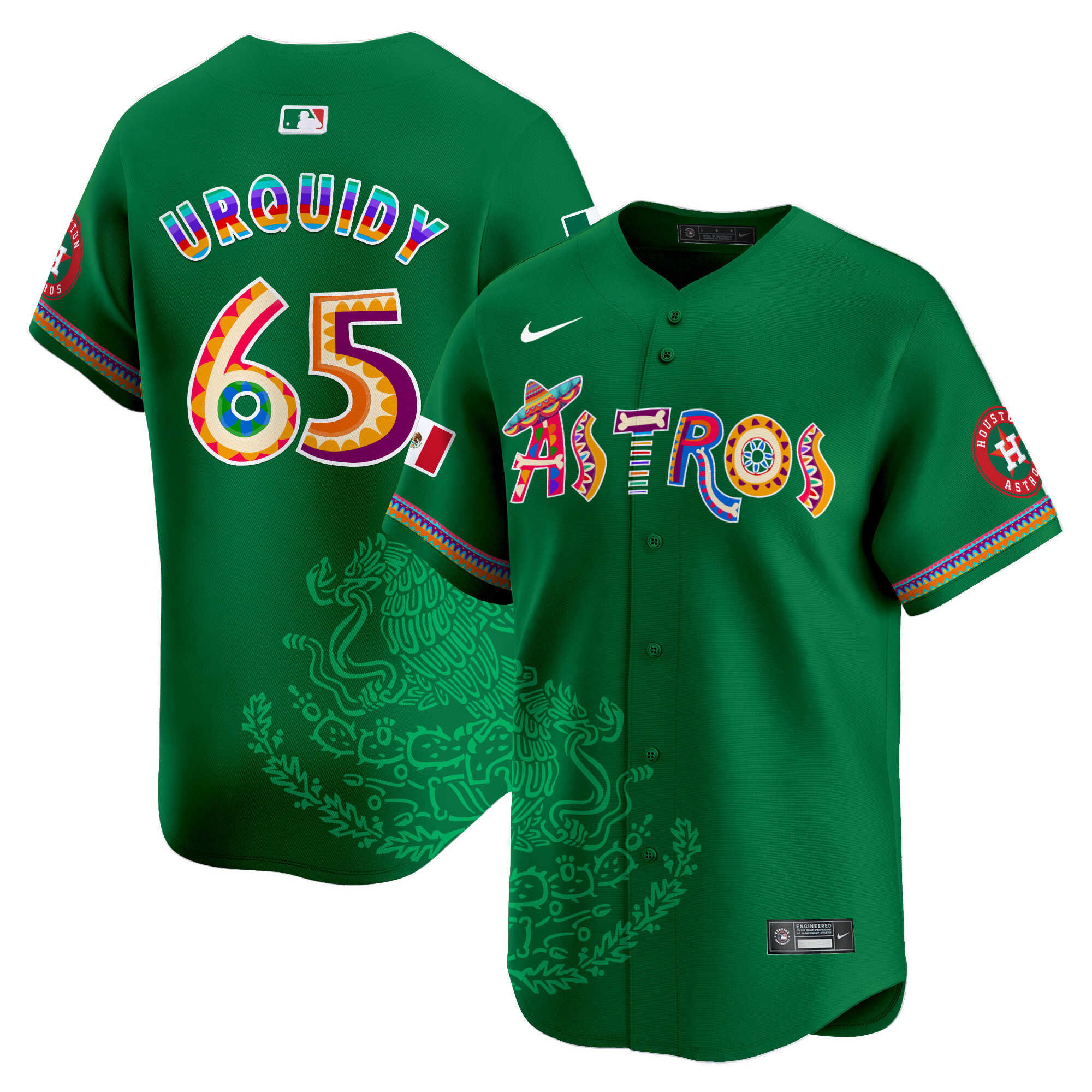 Men's Jose Urquidy Houston Astros Viva Mexico Heritage Vapor Premier Limited Green Jersey - Printed