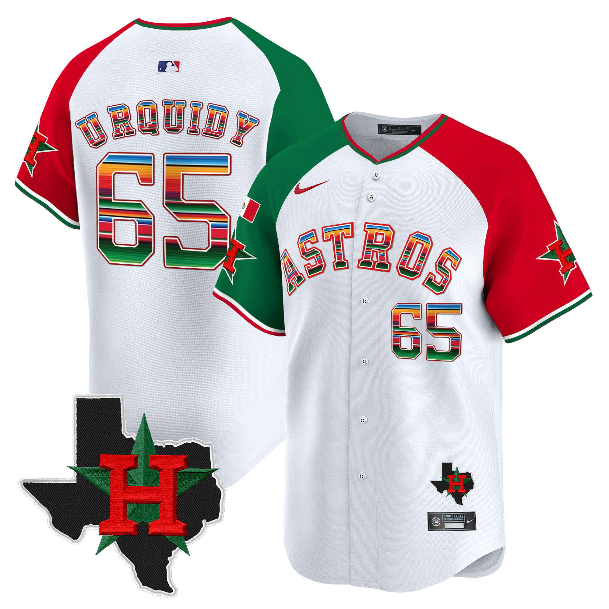 Men's Jose Urquidy Mexico Texas Patch Vapor Premier Limited Alternate Houston Astros Jersey V2 - All Stitched