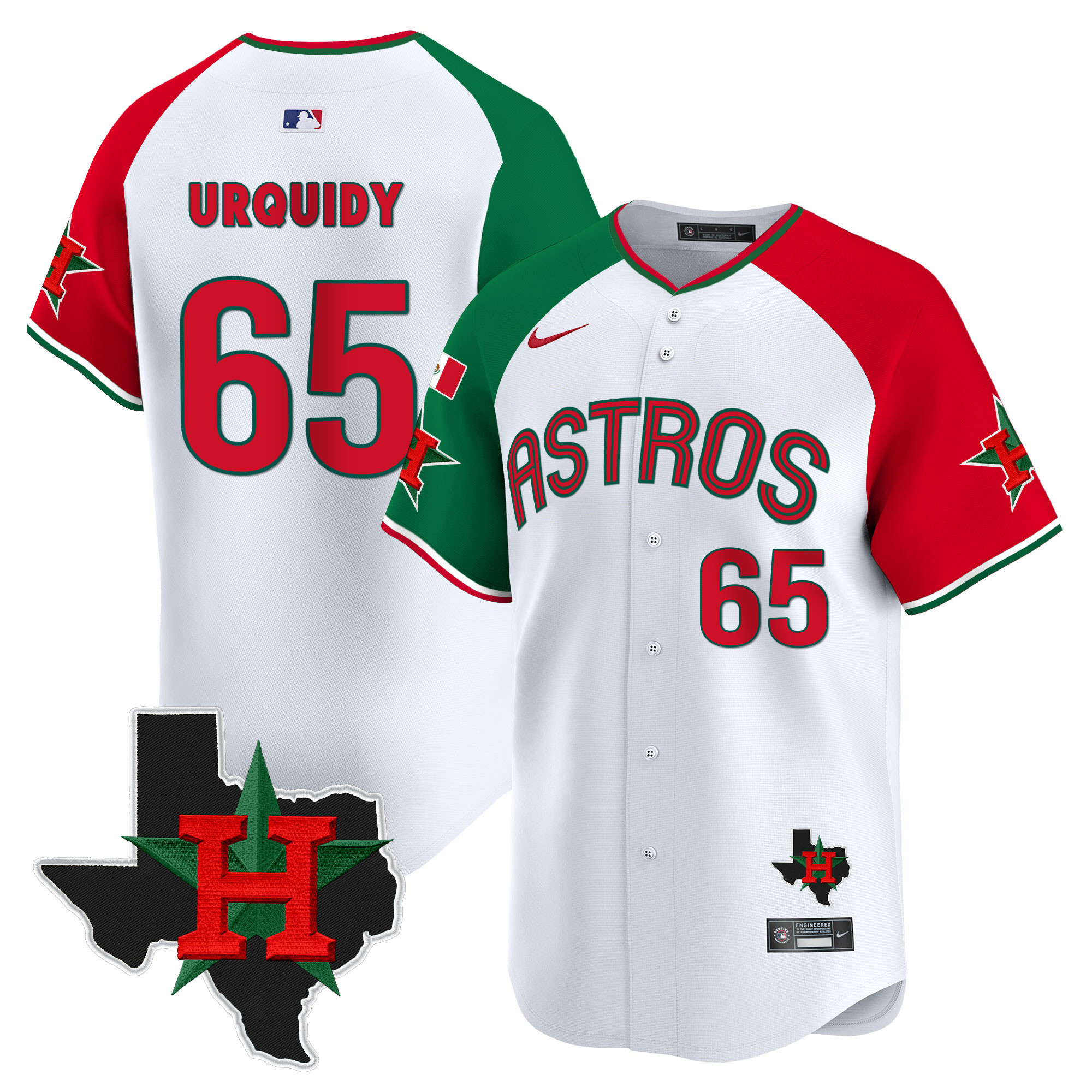 Men's Jose Urquidy Mexico Texas Patch Vapor Premier Limited Alternate Houston Astros Jersey V3 - All Stitched