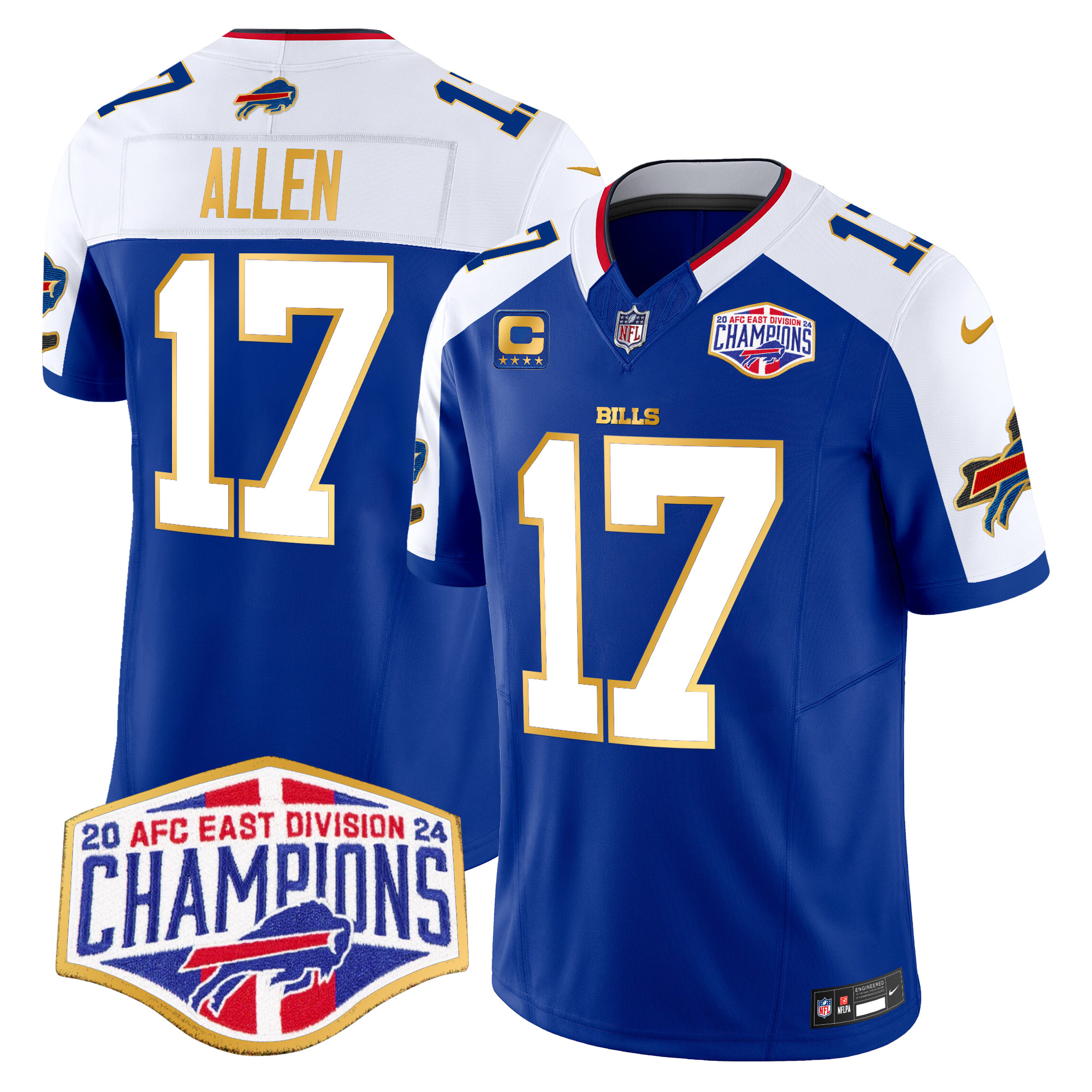 Men's Josh Allen Buffalo Bills 2024 AFC East Division Champions Gold Trim Vapor Limited Royal Alternate Jersey - All Stitched