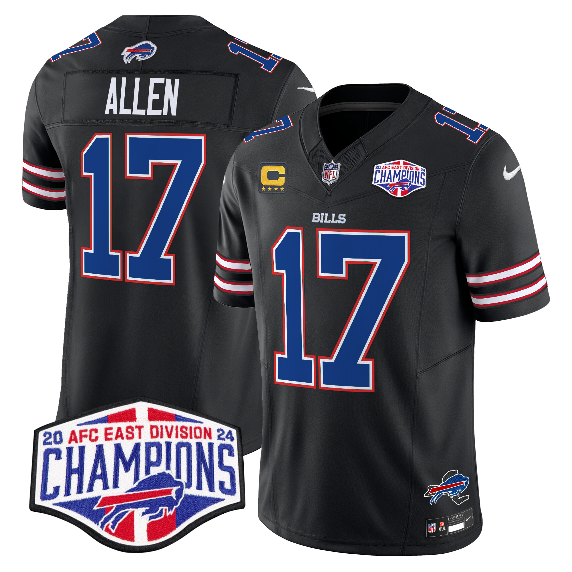 Men's Josh Allen Buffalo Bills 2024 AFC East Division Champions Vapor Limited Black Jersey - All Stitched