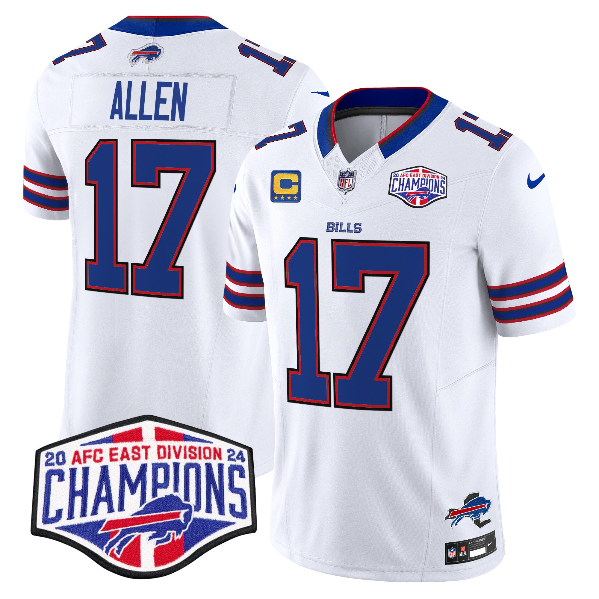 Men's Josh Allen Buffalo Bills 2024 AFC East Division Champions Vapor Limited White Jersey - All Stitched