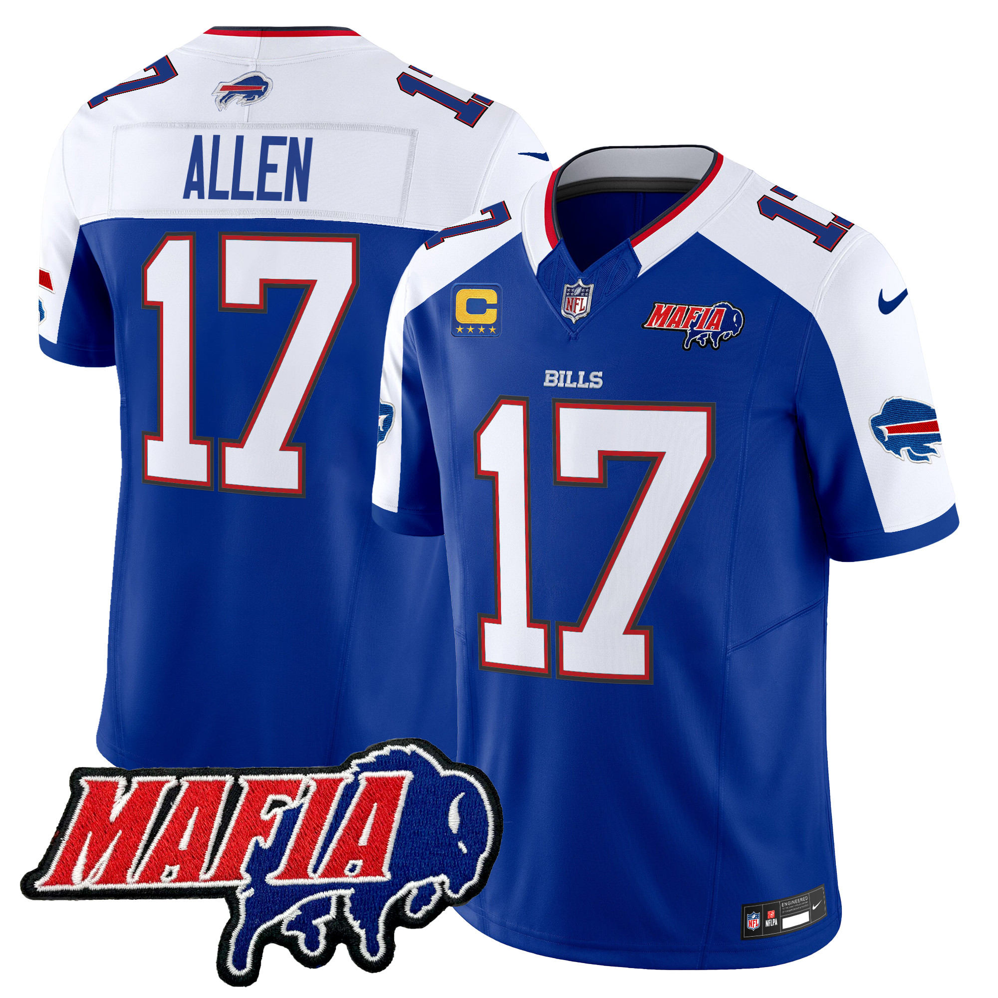Men's Josh Allen Buffalo Bills 2024 Buffalo Bills Mafia Patch Vapor Limited Royal Alternate Jersey - All Stitched