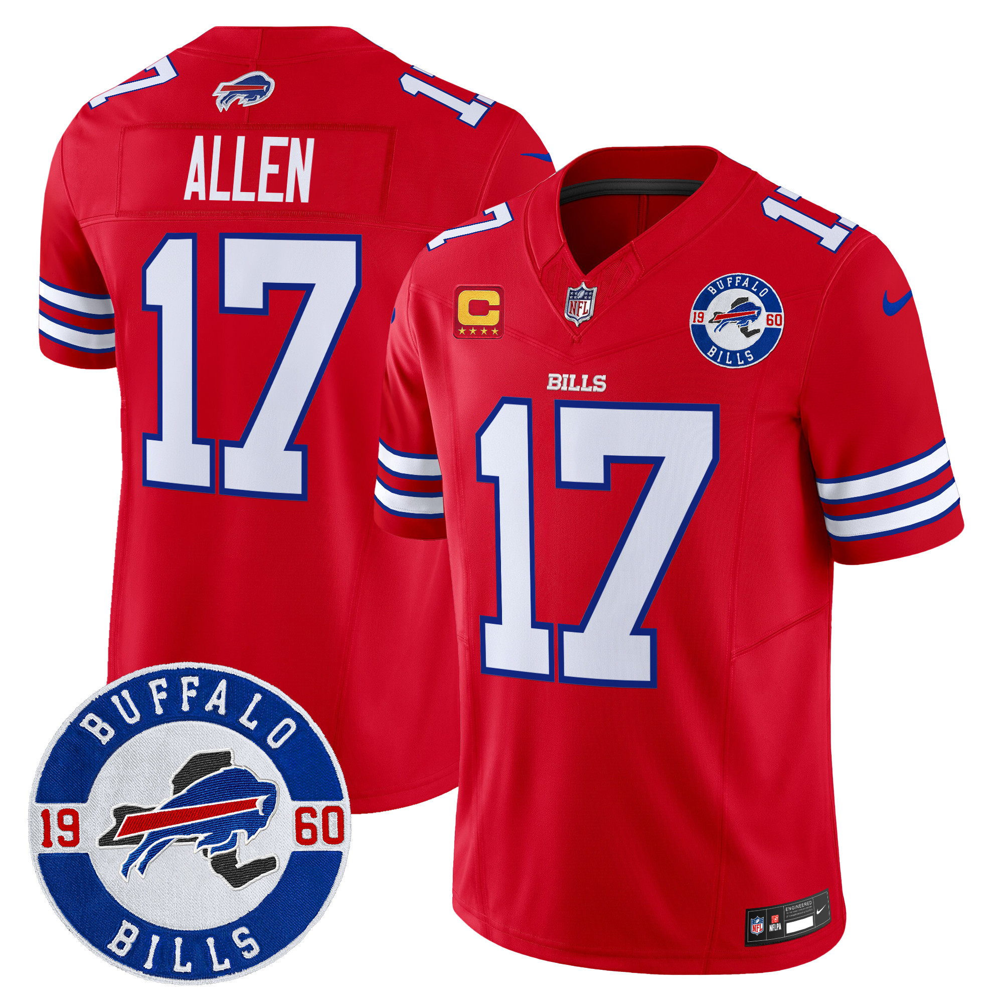Men's Josh Allen Buffalo Bills 2024 Vapor Limited Red Jersey - All Stitched
