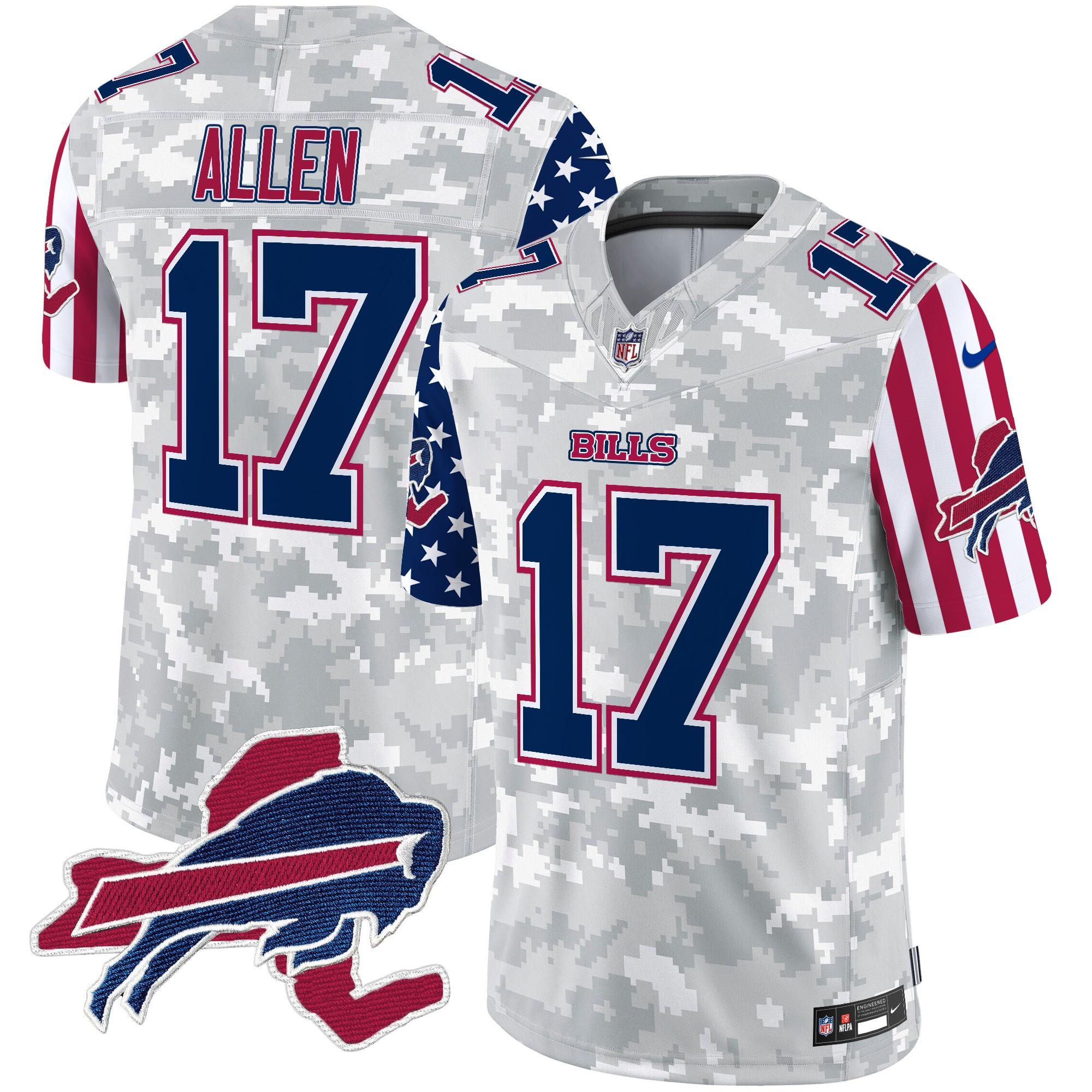 Men's Josh Allen Buffalo Bills American Style Vapor Limited Arctic Camo Jersey - All Stitched