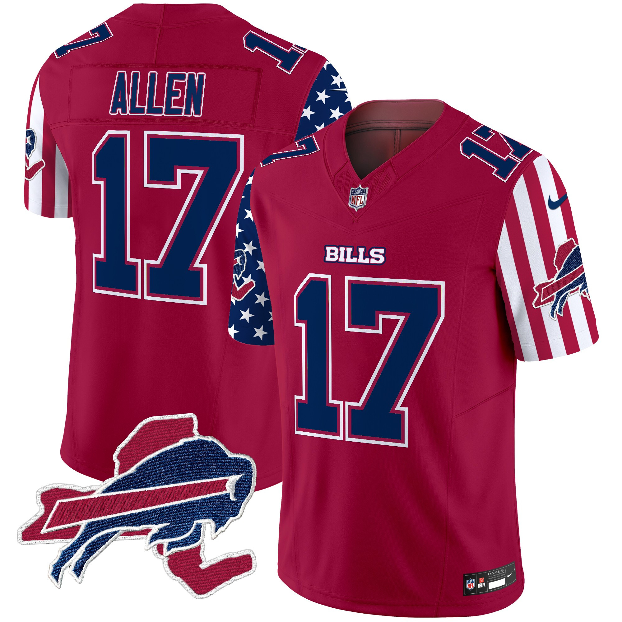 Men's Josh Allen Buffalo Bills American Style Vapor Limited Red Jersey - All Stitched
