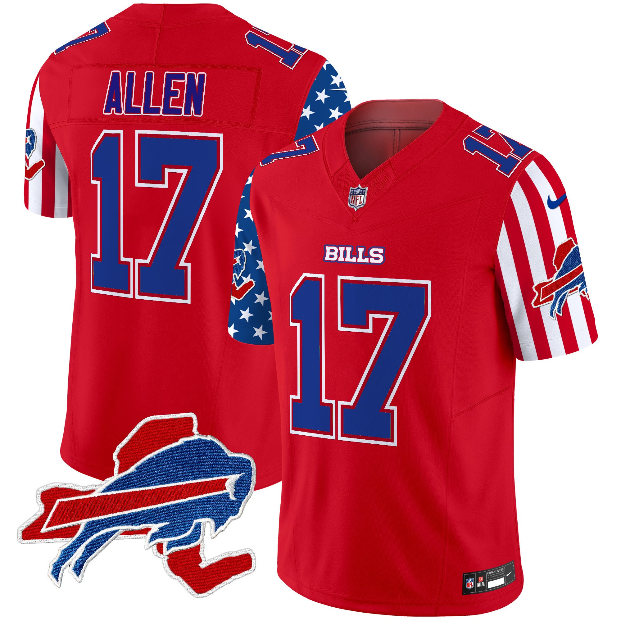 Men's Josh Allen Buffalo Bills American Style Vapor Limited Red Jersey - All Stitched