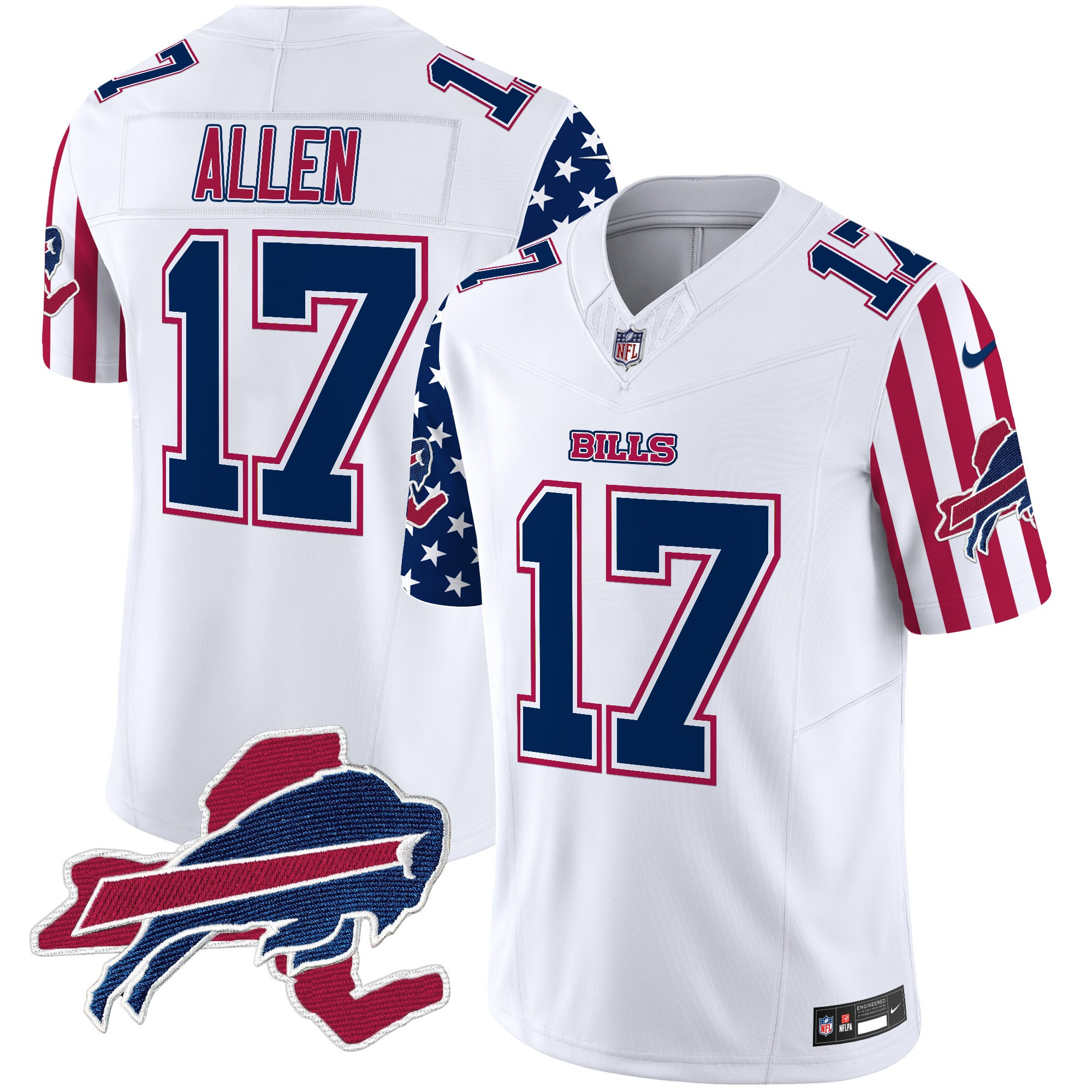 Men's Josh Allen Buffalo Bills American Style Vapor Limited White Jersey - All Stitched