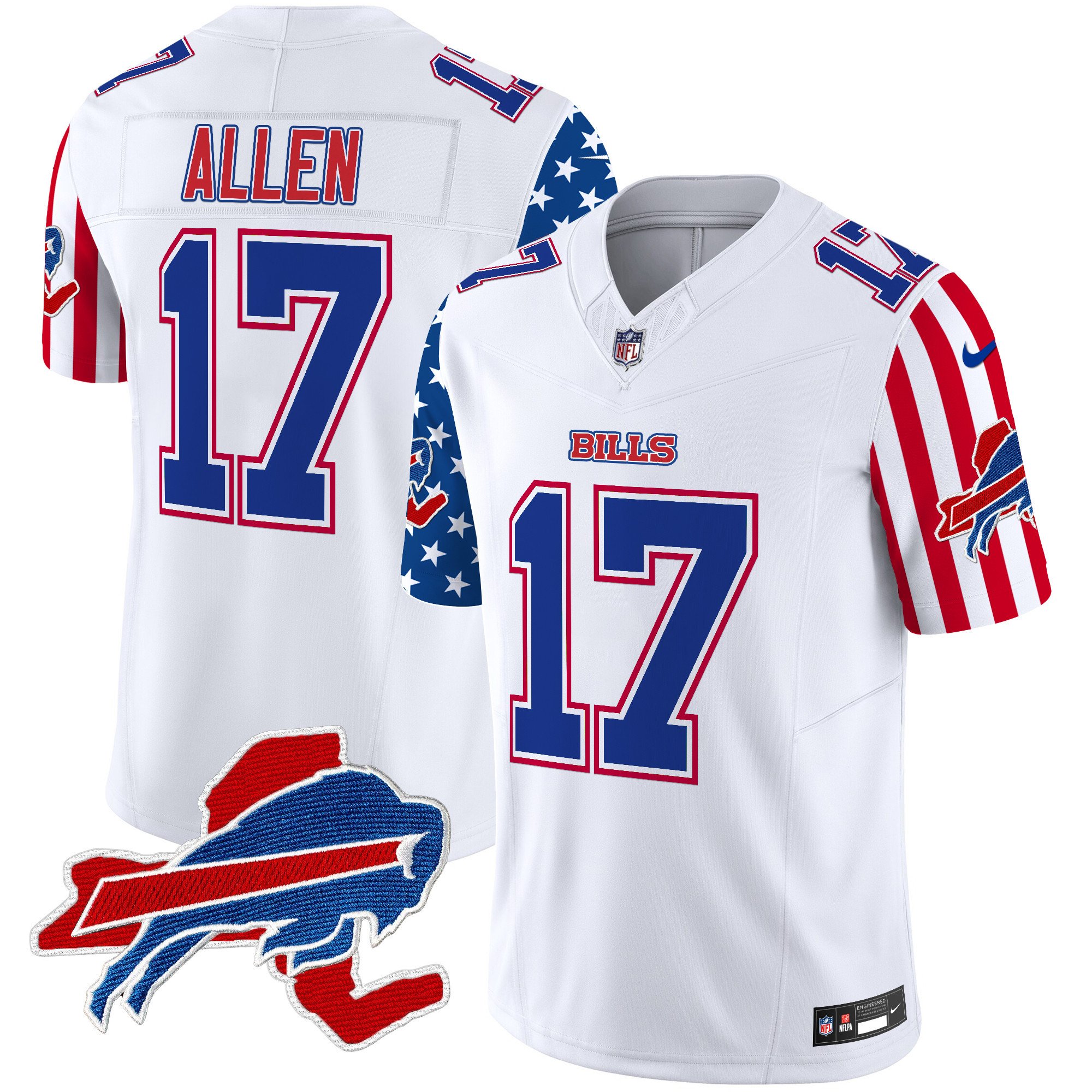 Men's Josh Allen Buffalo Bills American Style Vapor Limited White Jersey - All Stitched