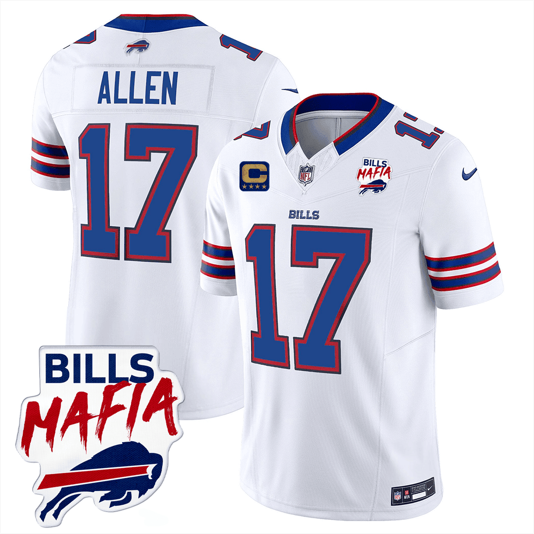 Men's Josh Allen Buffalo Bills Bills Mafia Patch Limited White Jersey - All Stitched
