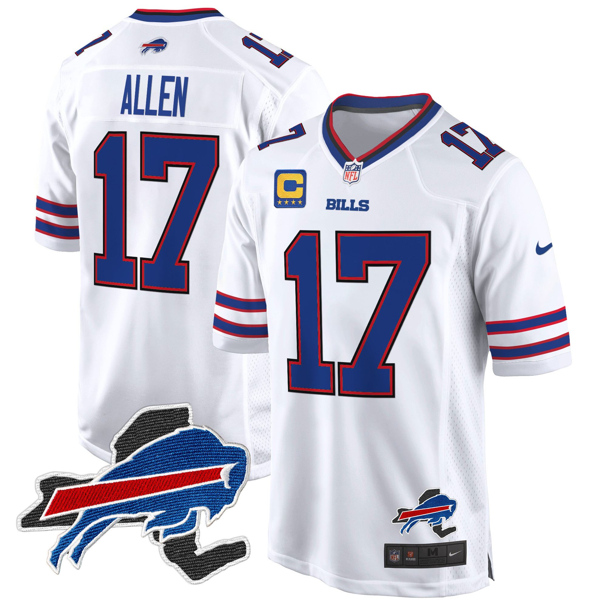 Men's Josh Allen Buffalo Bills New York Patch Game White Jersey - All Stitched