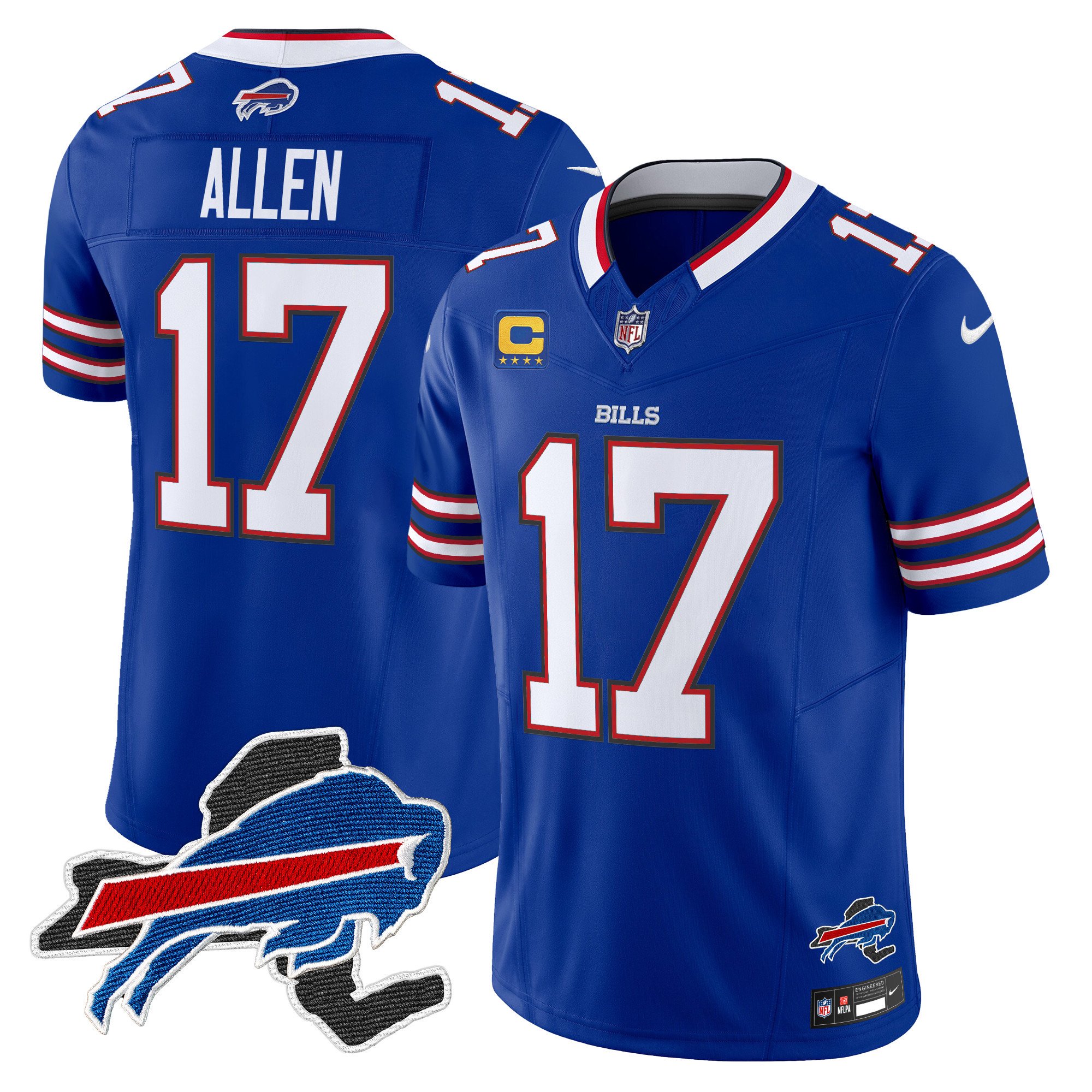 Men's Josh Allen Buffalo Bills New York Patch Vapor Limited Royal Jersey V3 - All Stitched