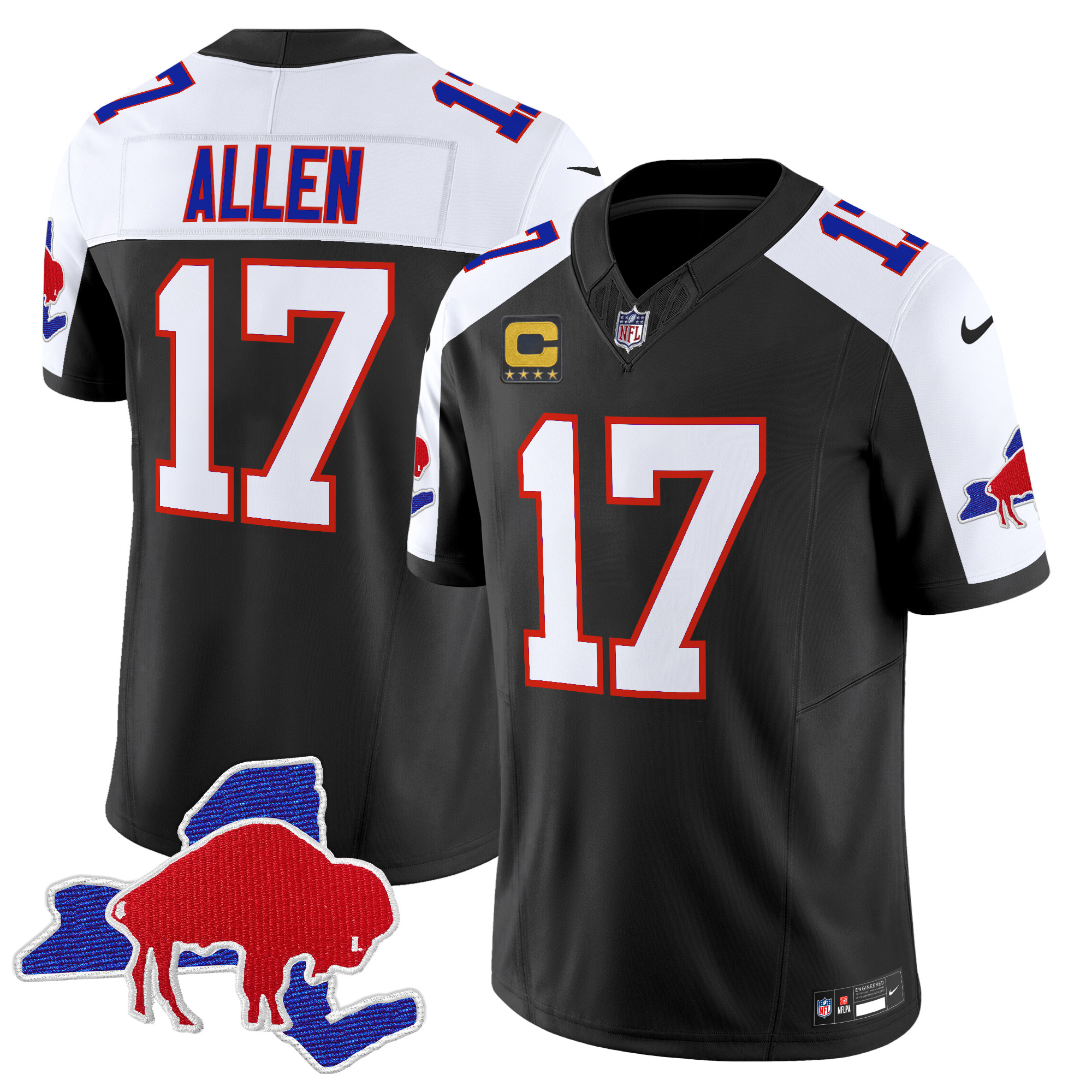 Men's Josh Allen Buffalo Bills Throwback 2024 Vapor Limited Black Alternate Jersey - All Stitched