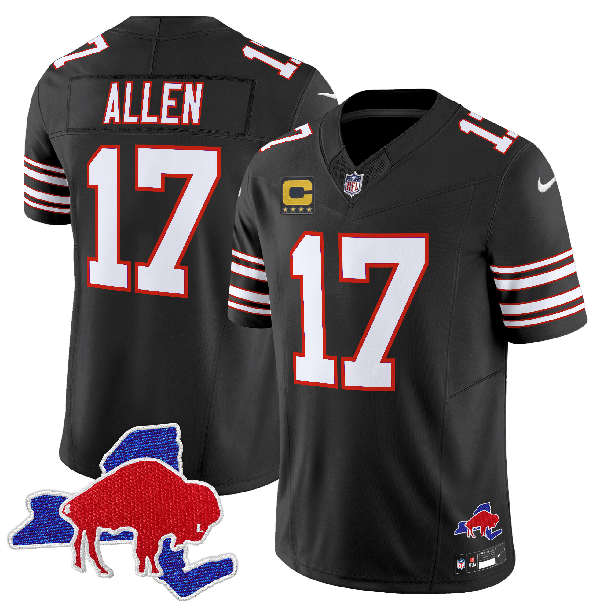 Men's Josh Allen Buffalo Bills Throwback 2024 Vapor Limited Black Jersey - All Stitched