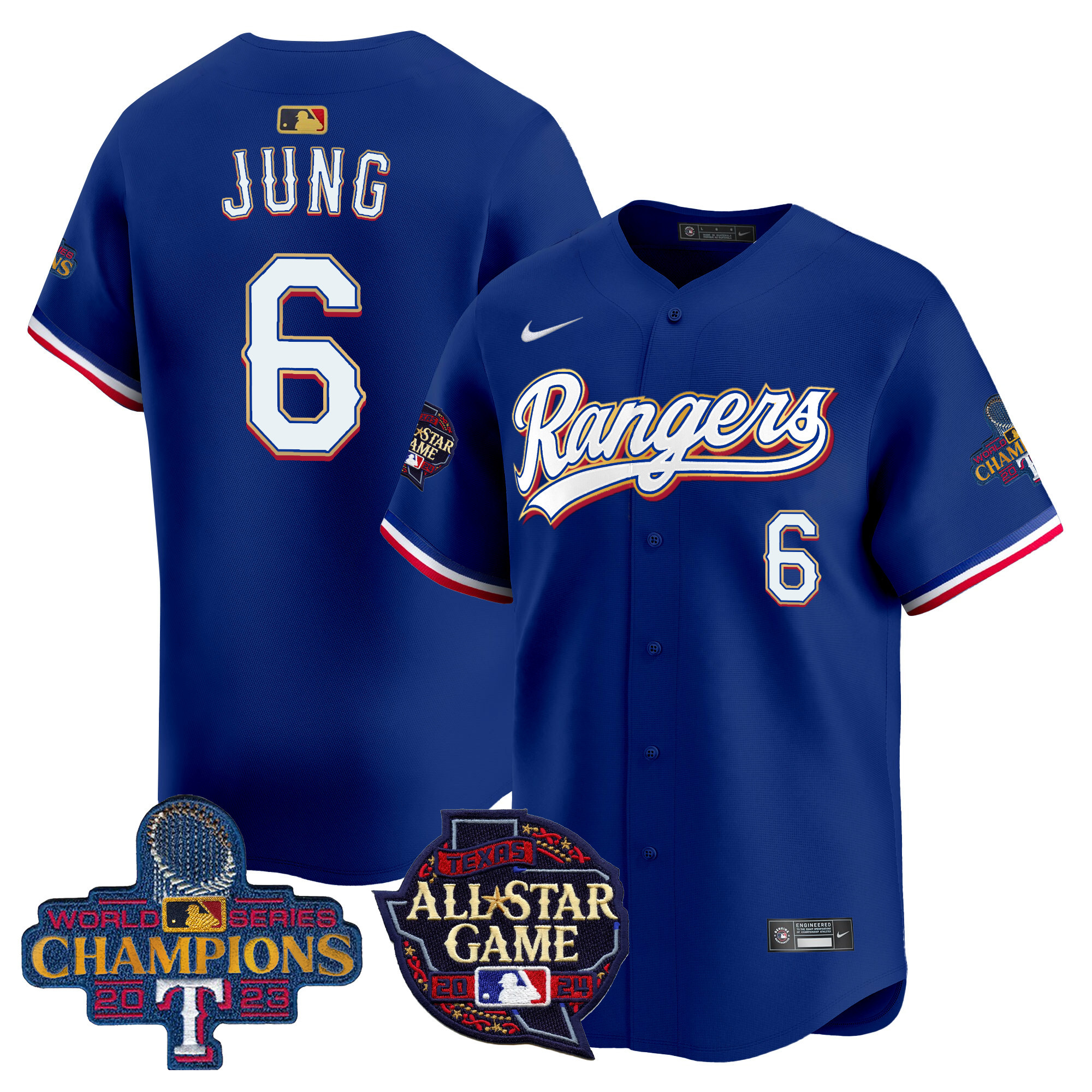 Men's Josh Jung Texas Rangers 2024 All Star Game Patch Vapor Premier Limited Royal Jersey - All Stitched