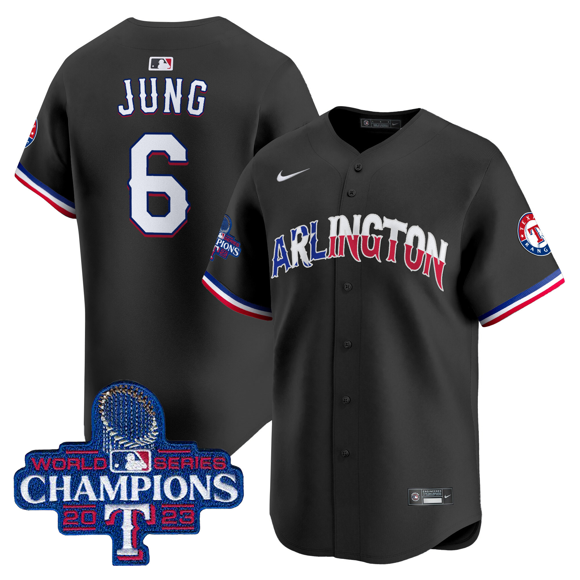 Men's Josh Jung Texas Rangers Arlington Champions Vapor Premier Limited Black Jersey - All Stitched