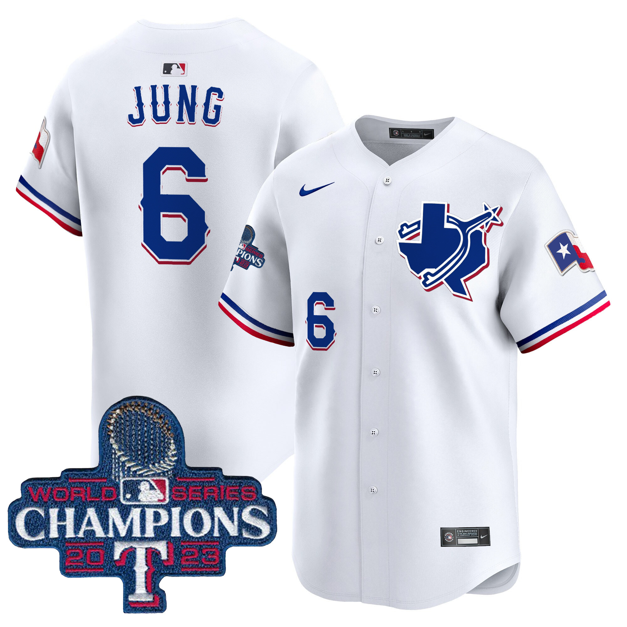 Men's Josh Jung Texas Rangers World Series Champions Vapor Premier Limited White Jersey V3 - All Stitched
